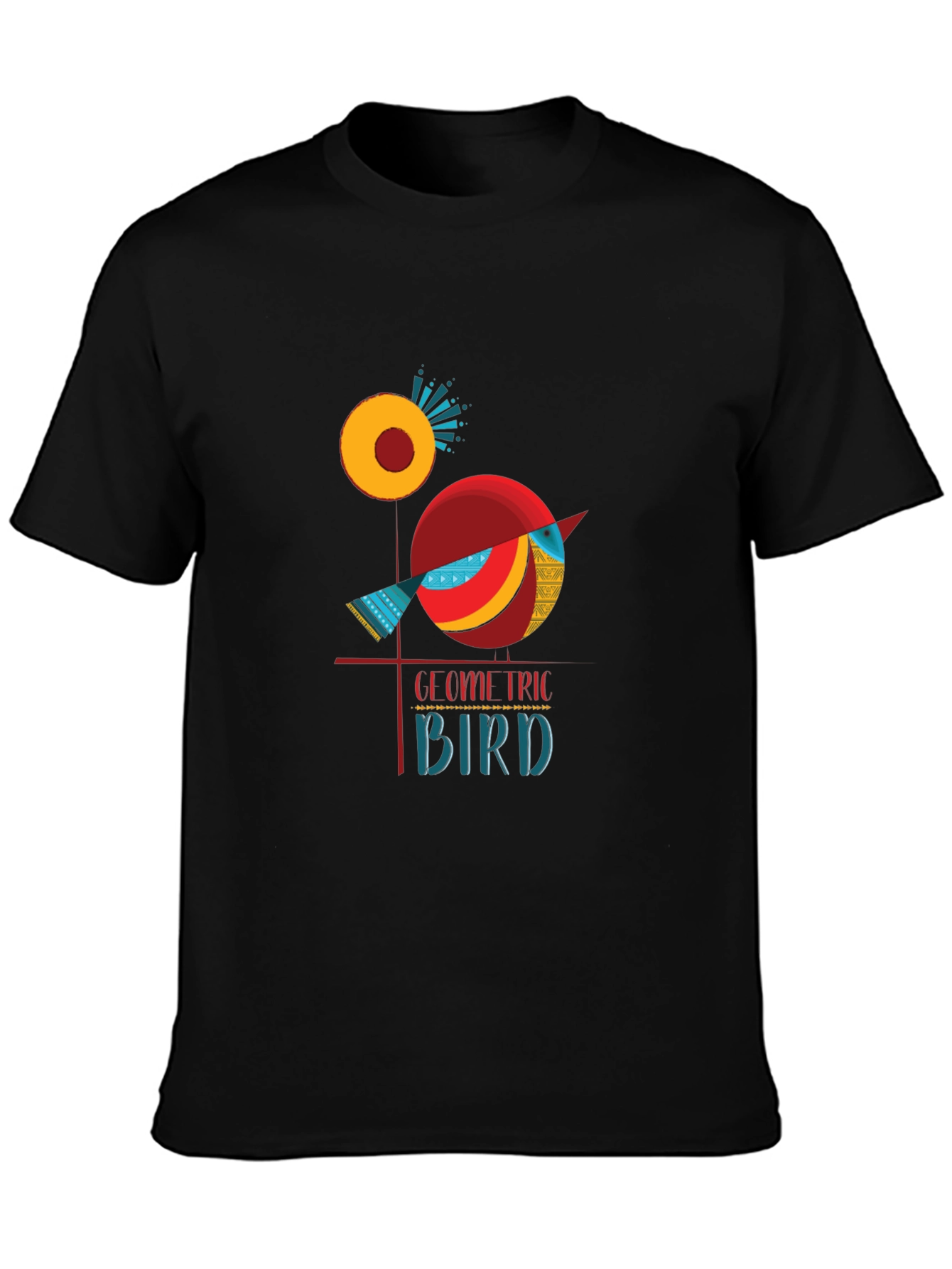 Black Geometric Bird Graphic Tee - Stylish Men's T-Shirt view 3