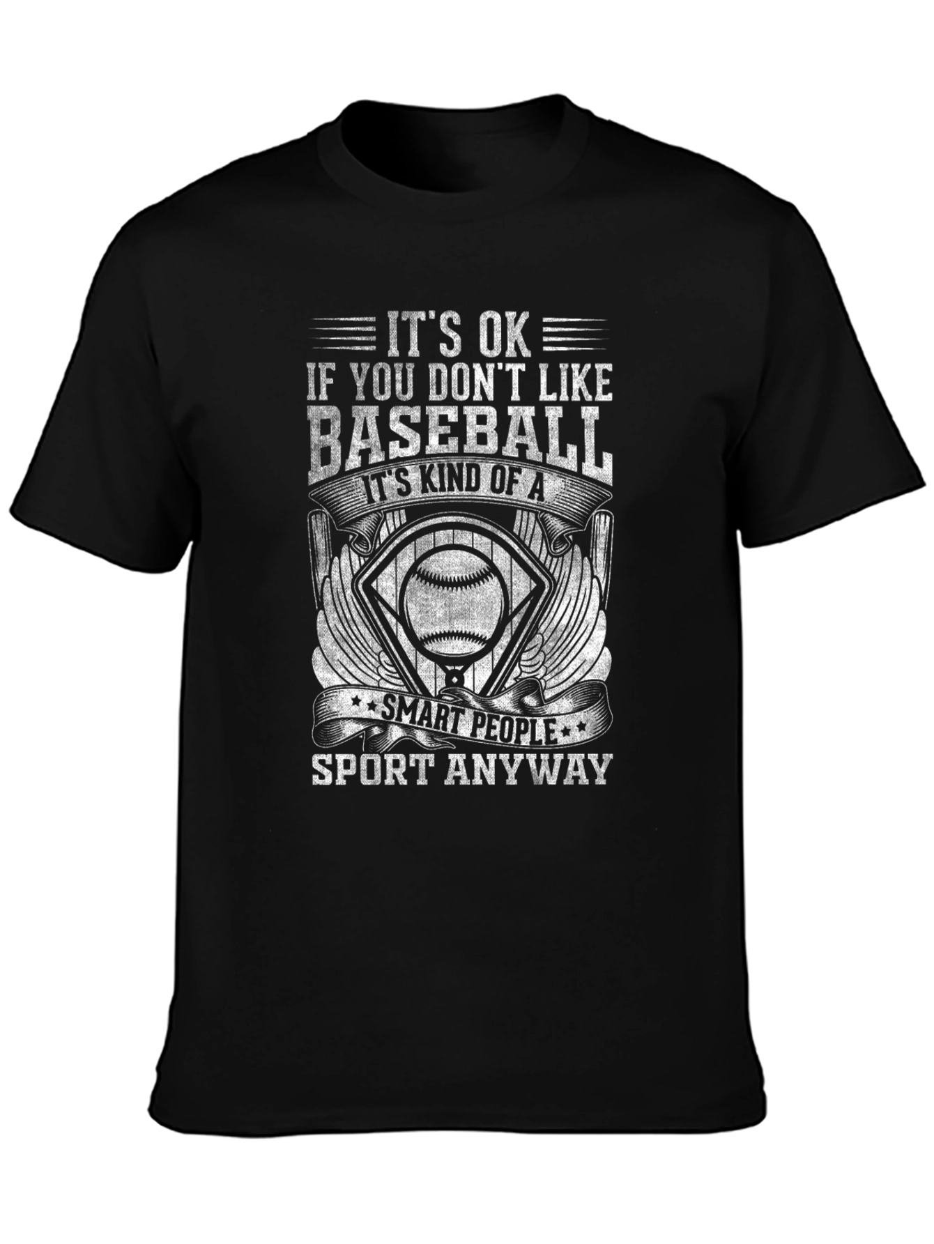 Black It's OK Baseball Fan T-Shirt Funny Baseball Gift view 3