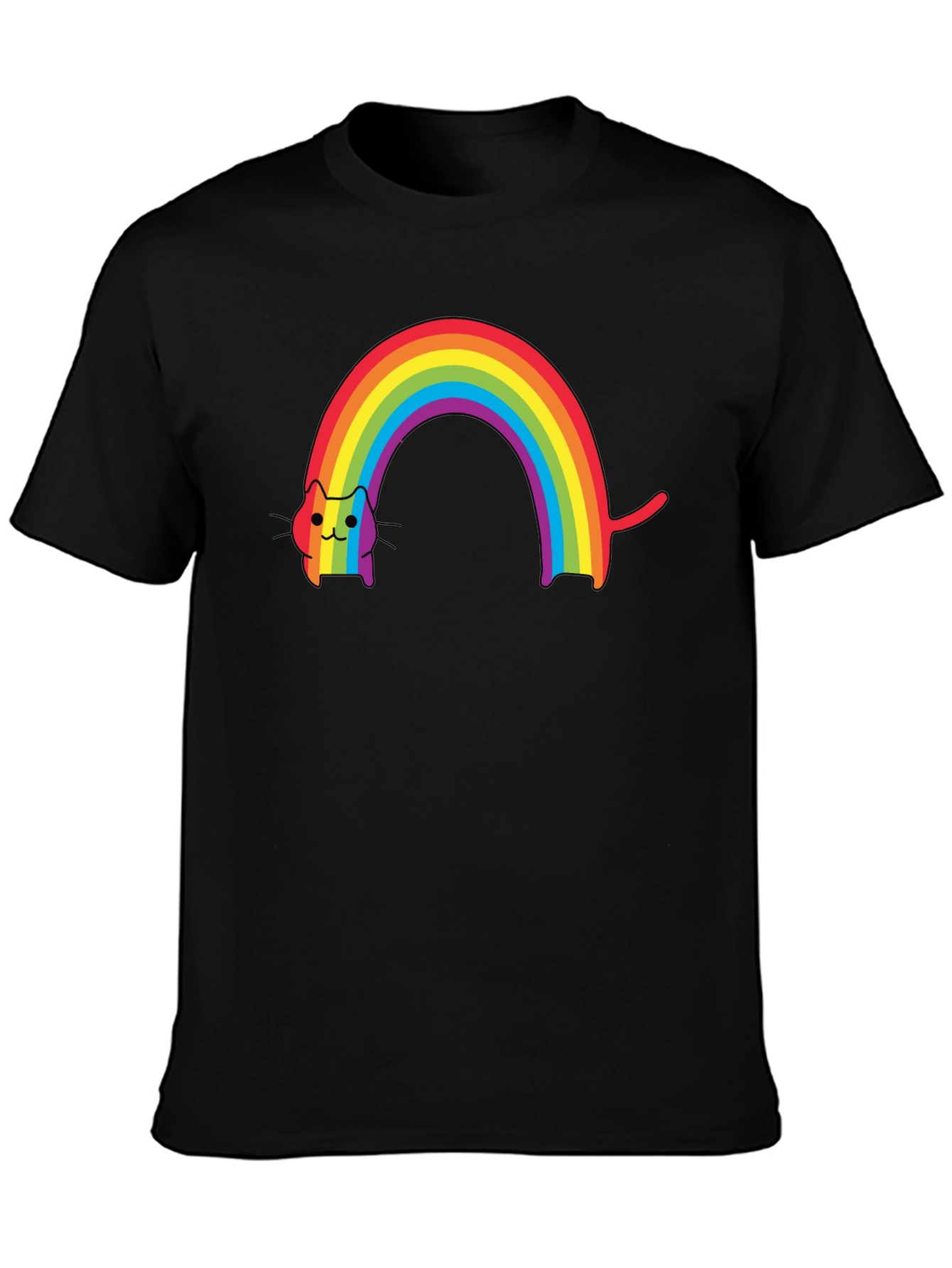 Black Rainbow Cat Graphic Tee - Stylish Comfort view 3