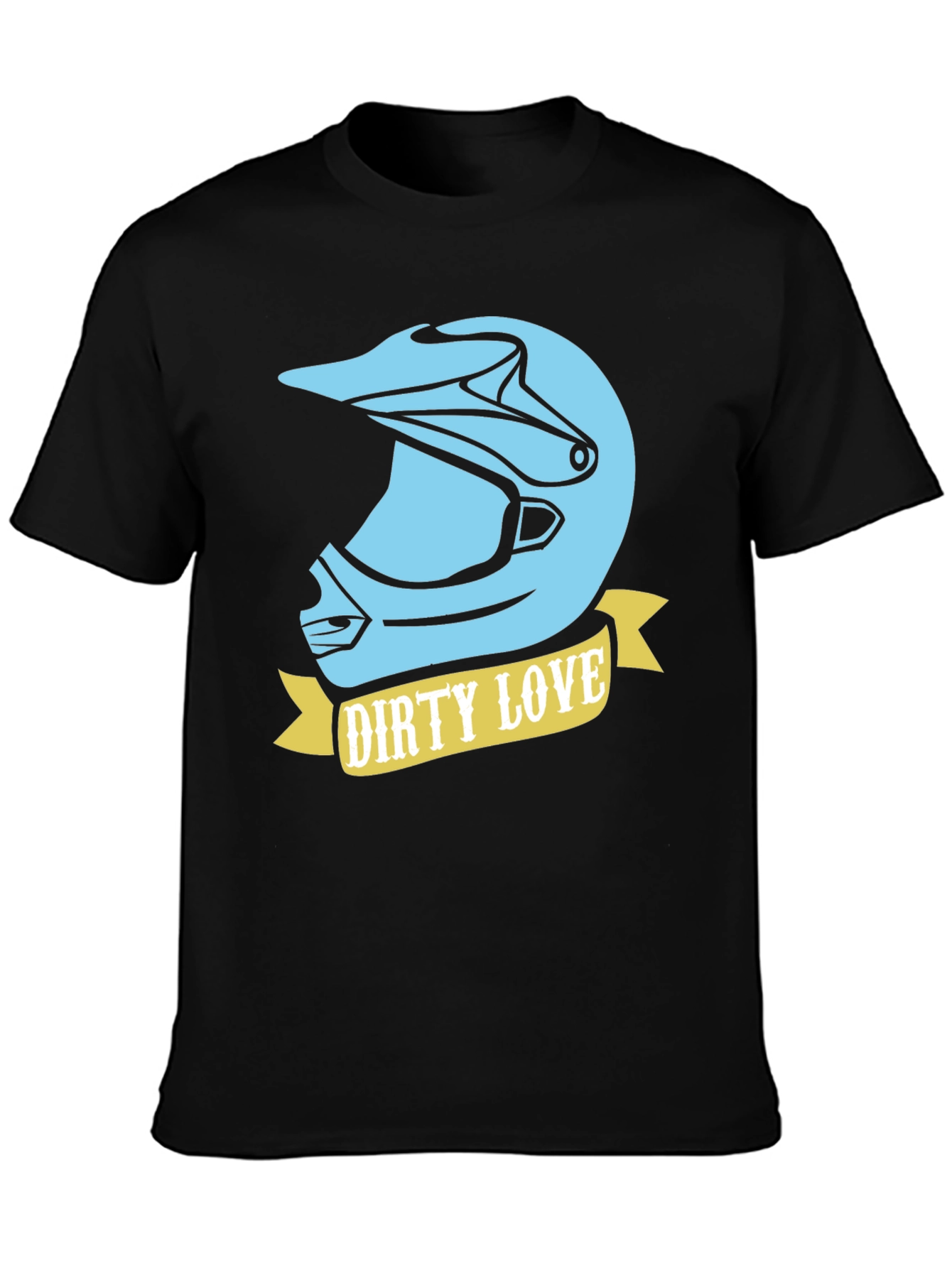 Black Dirty Love Motocross Helmet Graphic Tee view 3