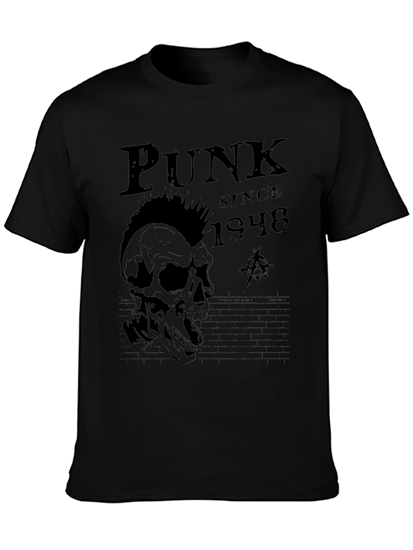 Black Punk Since 1948 Graphic T-Shirt - Skull Design view 3