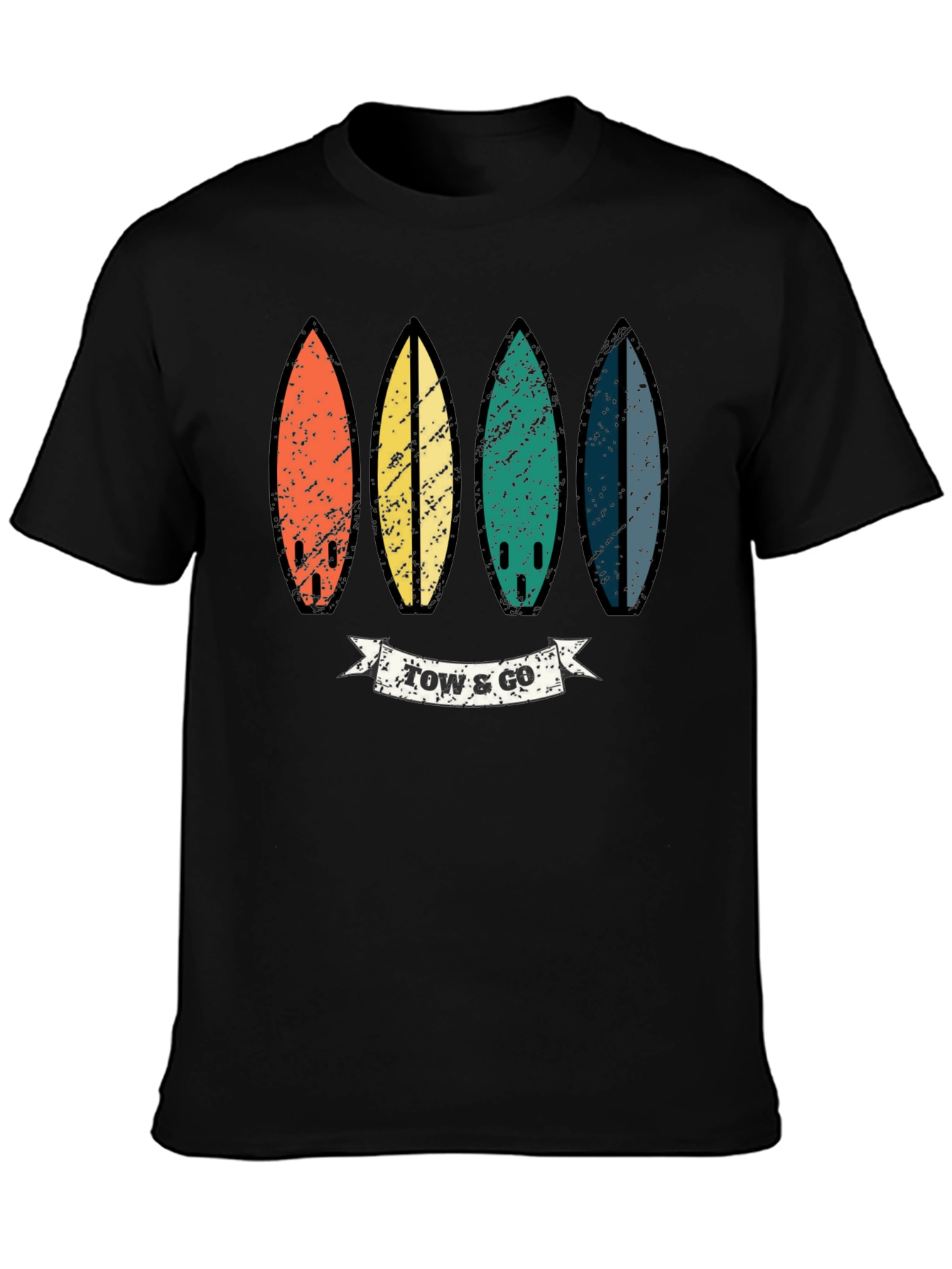 Black Retro Surfboard T-Shirt view 3
