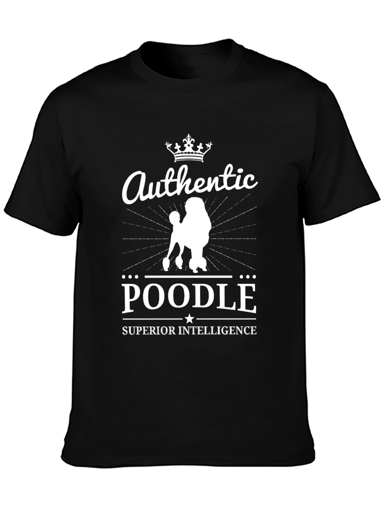 Black Authentic Poodle Superior Intelligence T-Shirt view 3