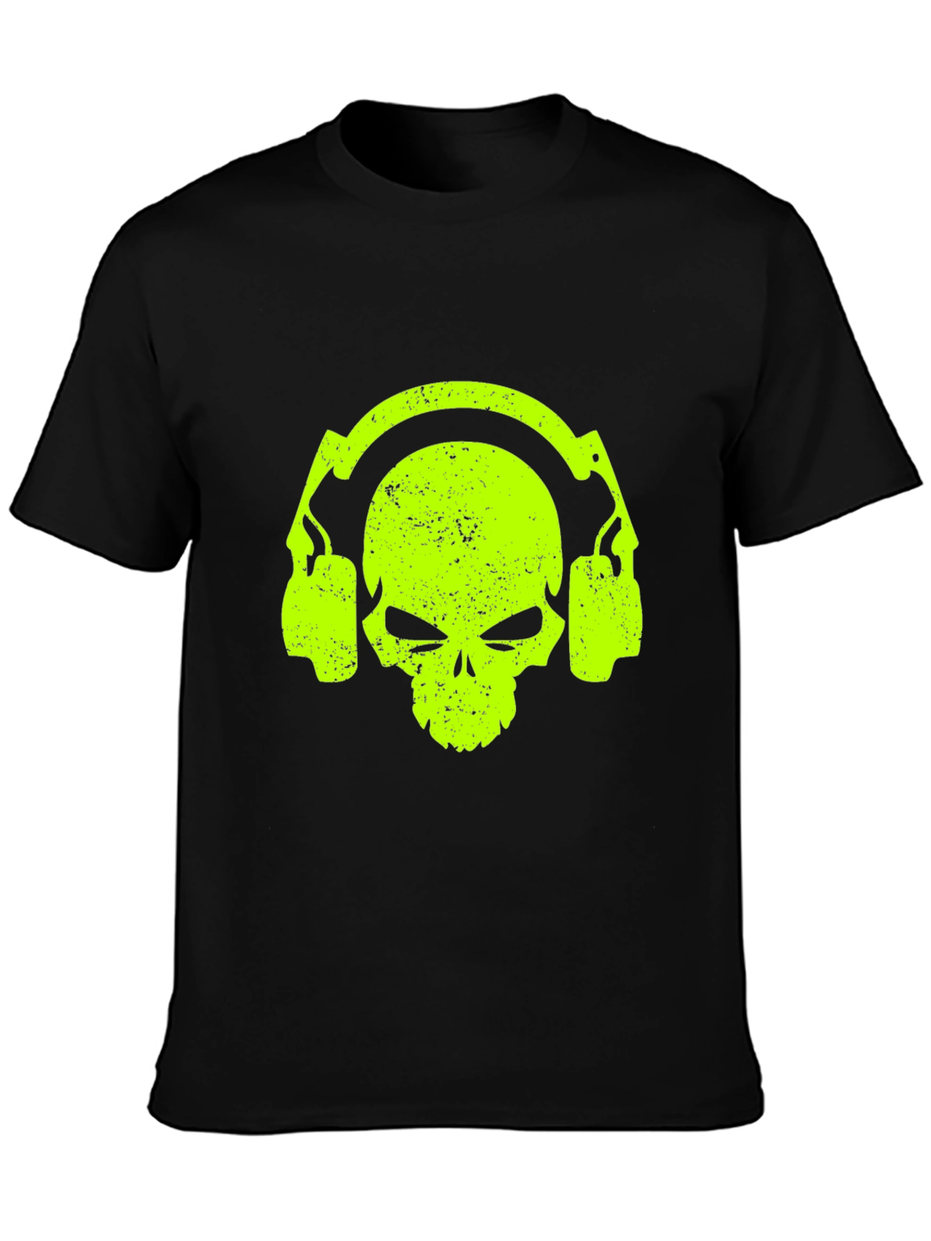 Black Skull Headphone Graphic Tee - Cool Black T-Shirt view 3