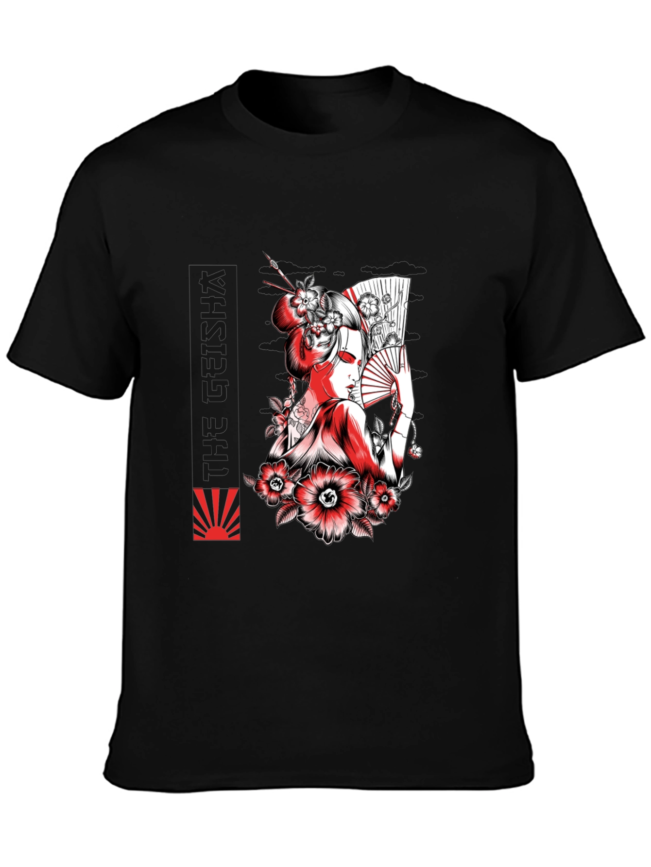Black Geisha Art Graphic Tee - Black view 3
