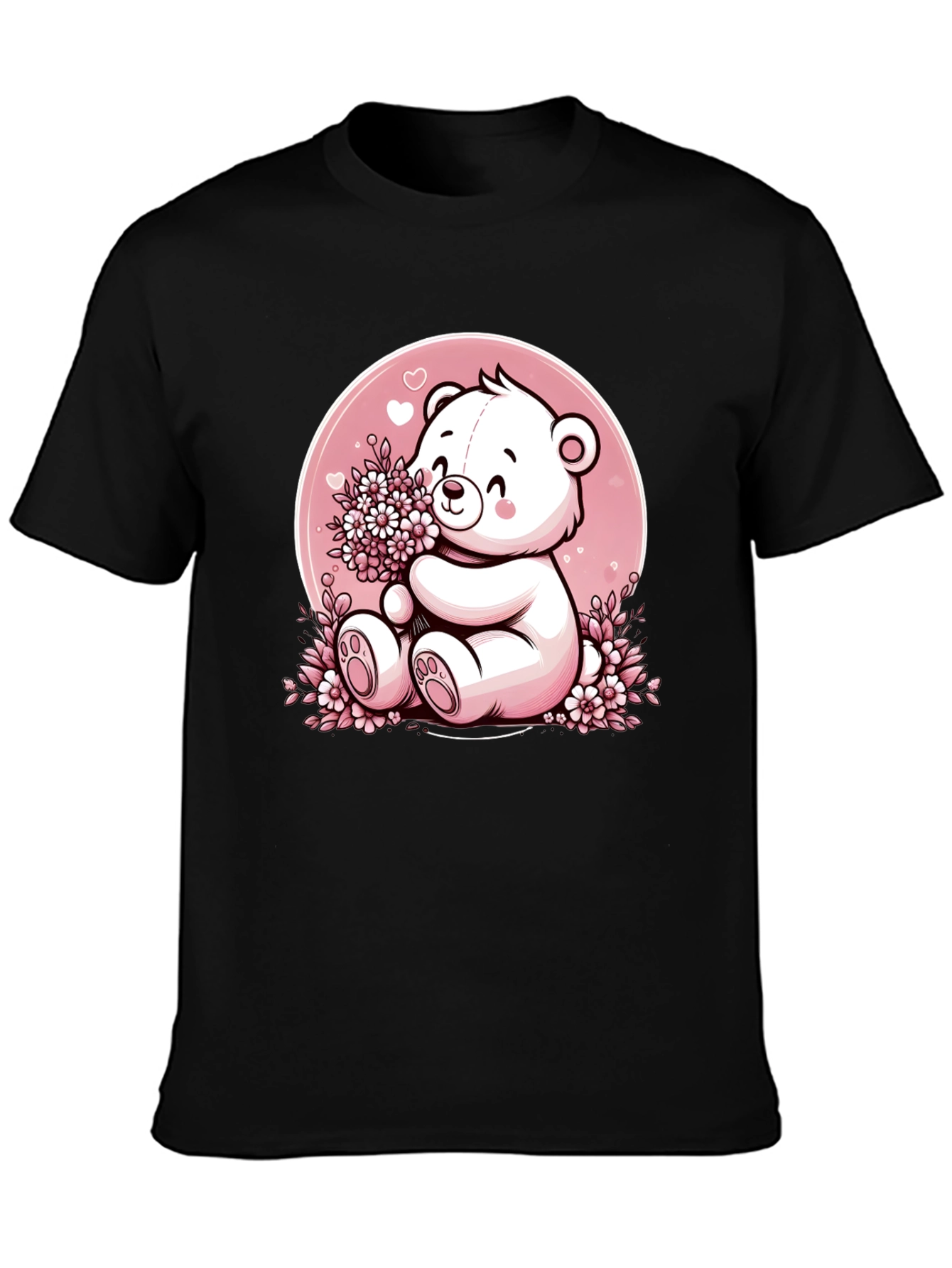 Black Cute Teddy Bear Graphic Tee view 3