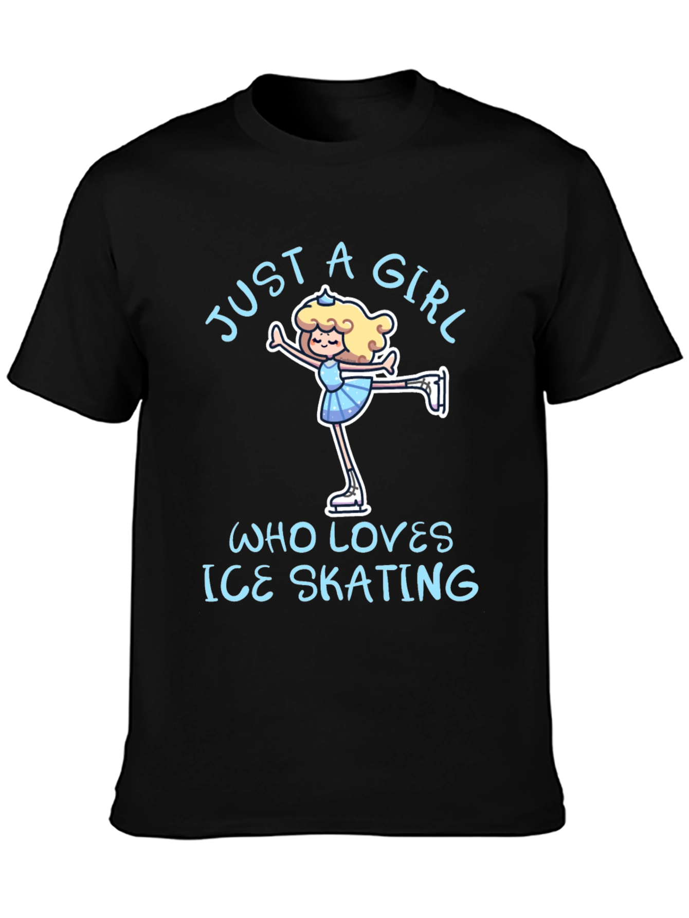 Black Just a Girl Who Loves Ice Skating T-Shirt view 3