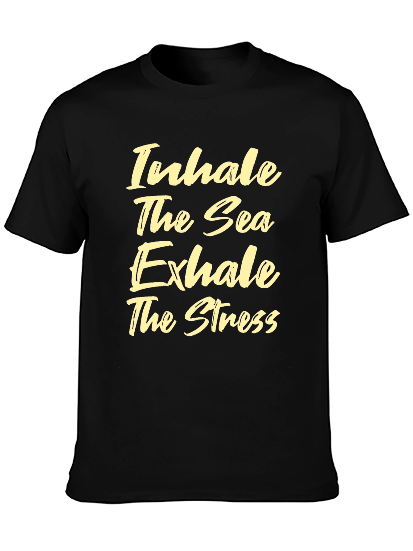 Black Inhale the Sea, Exhale the Stress Black Tee view 3