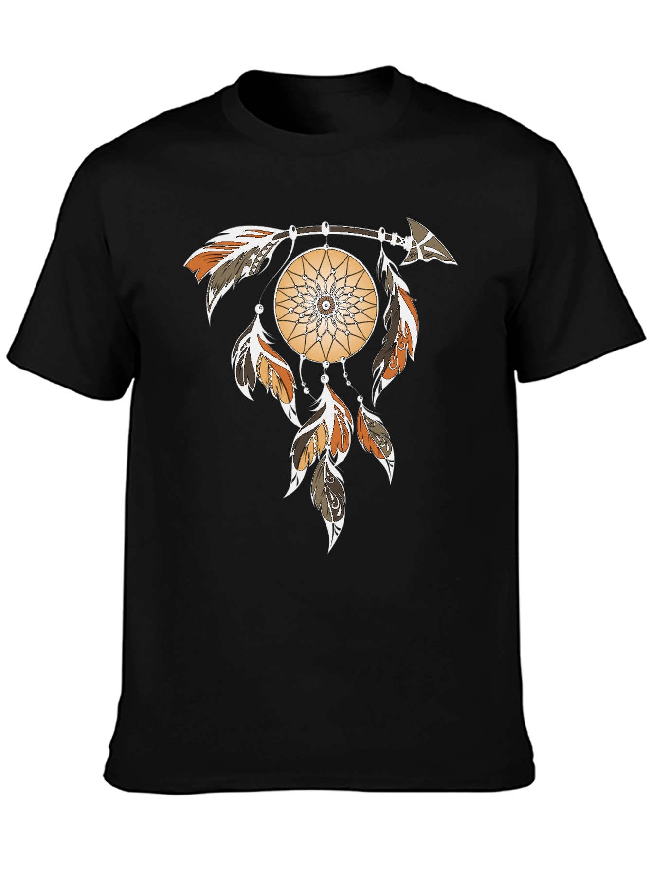 Black Dreamcatcher Graphic Tee - Arrow & Feathers Design view 3