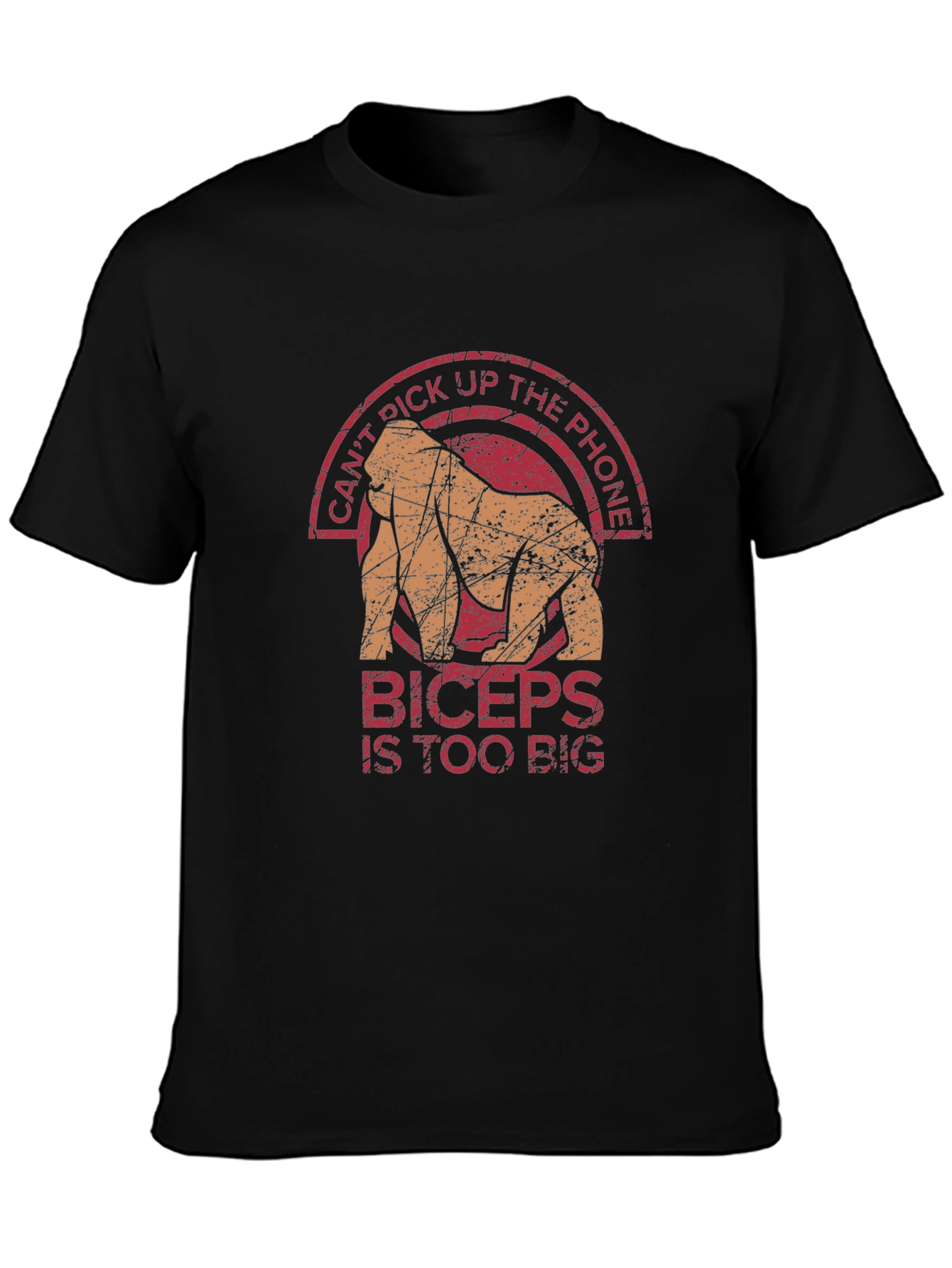 Black Biceps Too Big Gorilla Graphic Tee view 3