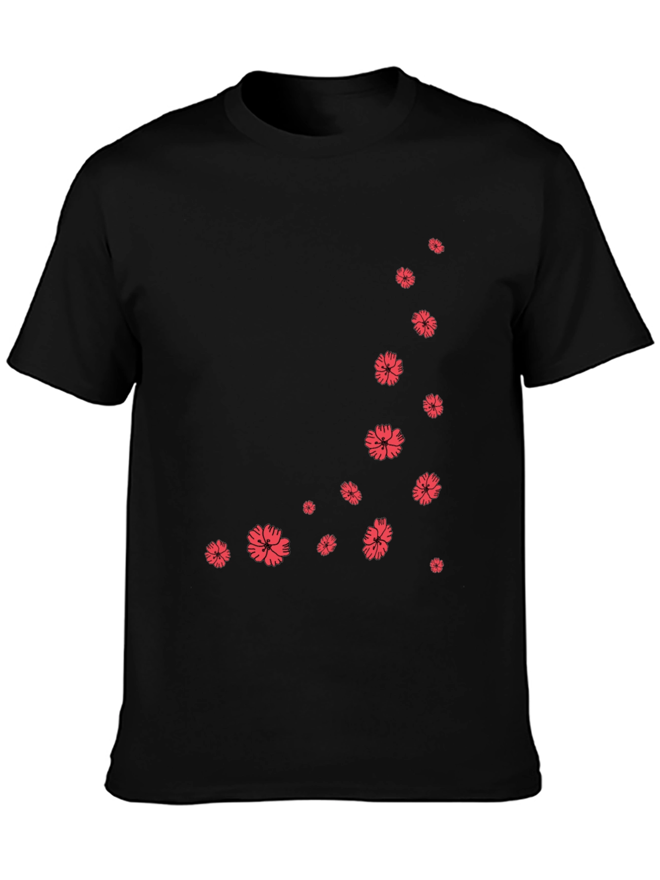Black Floral Graphic Tee - Black Cotton Blend view 3