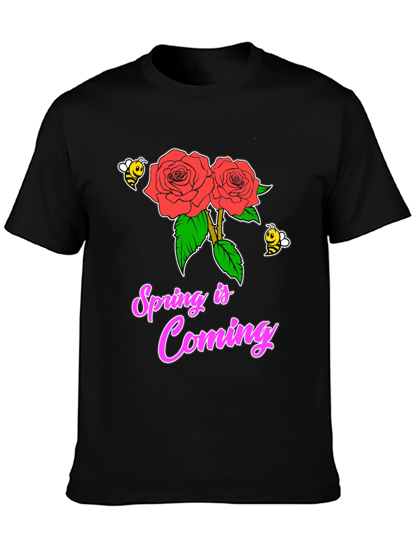 Black Spring is Coming Roses T-Shirt view 3