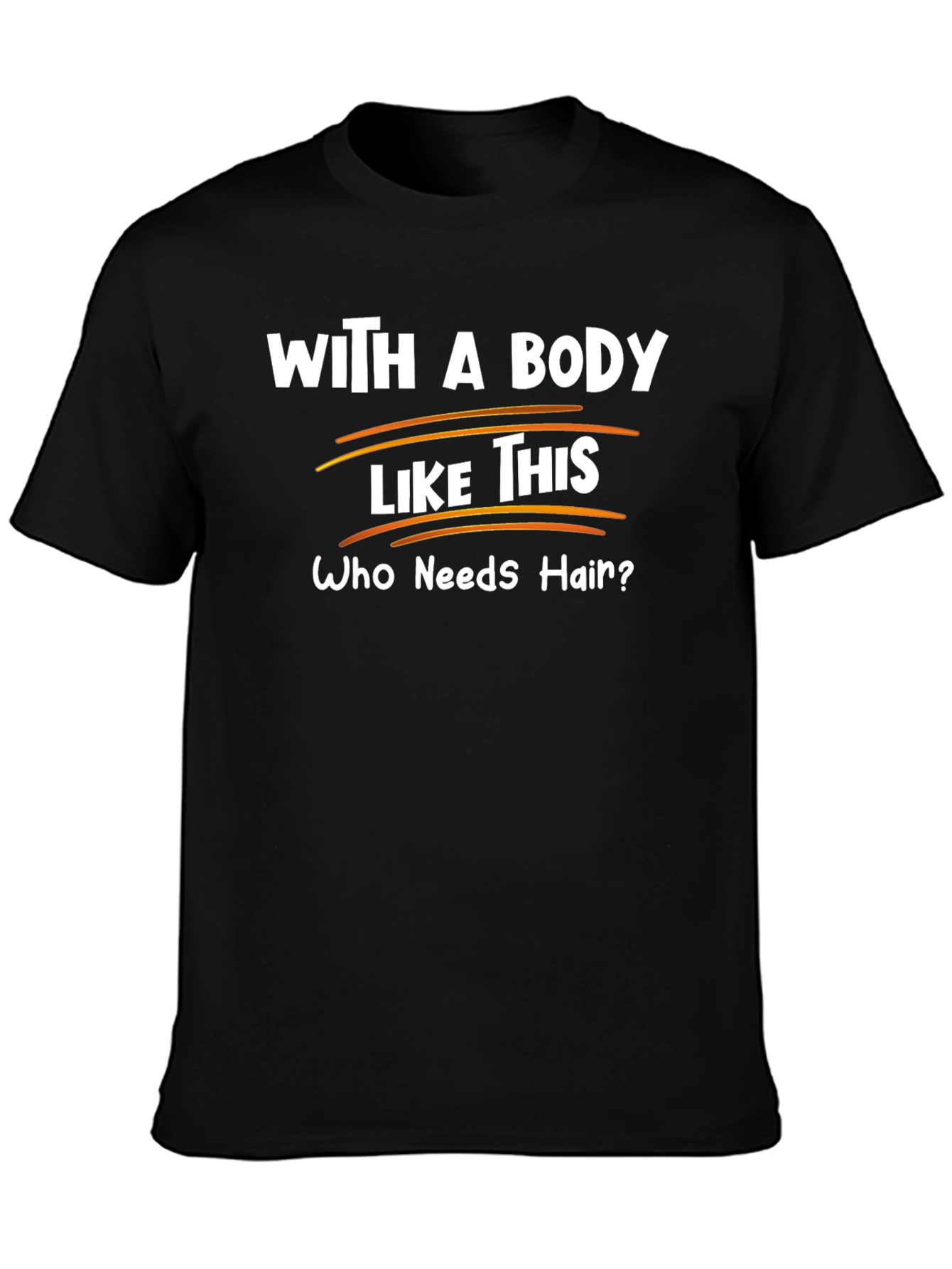 Black Funny Bald Body T-Shirt view 3