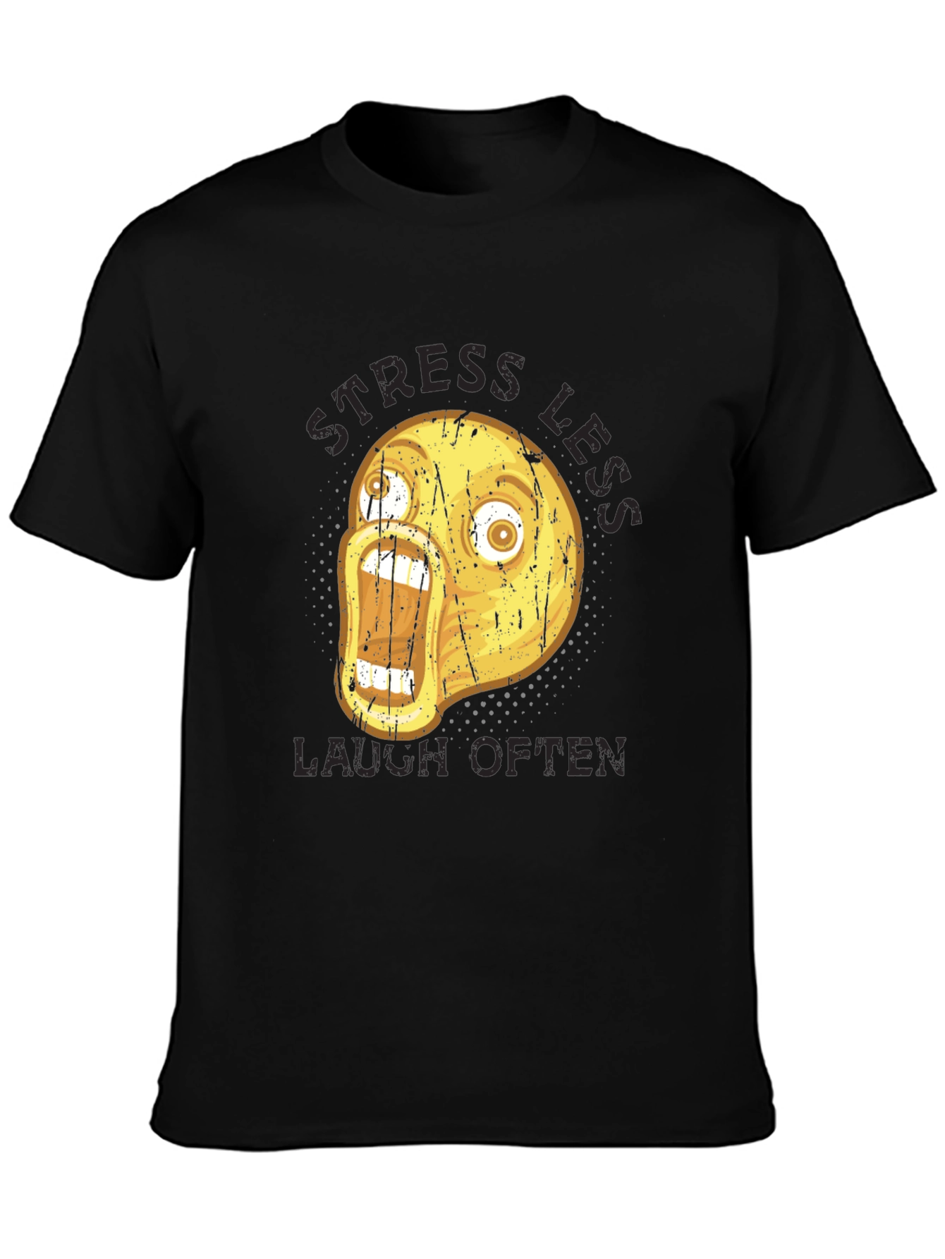 Black Stress Less Laugh Often Graphic Tee view 3