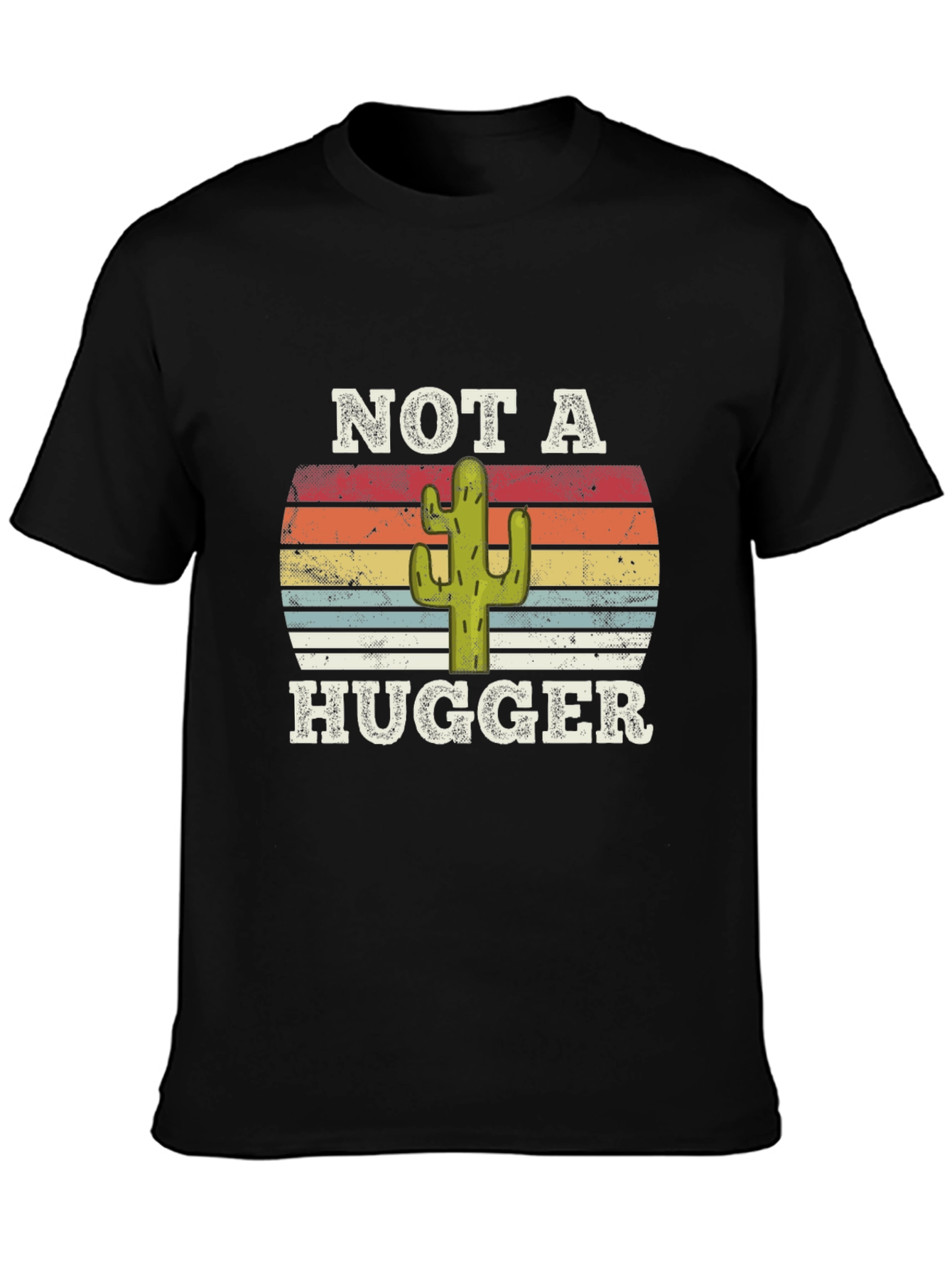 Black Not a Hugger Cactus Graphic T-Shirt view 3