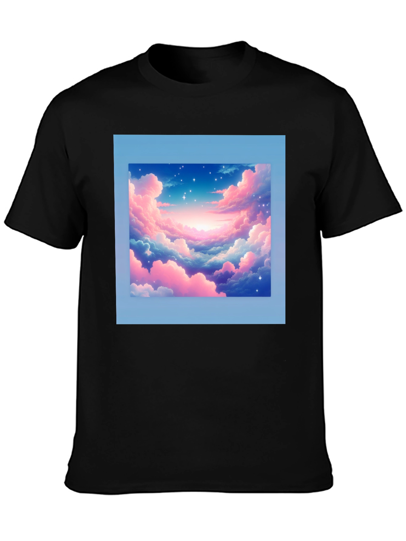Black Dreamy Clouds Graphic Tee - Soft Black Cotton T-Shirt view 3