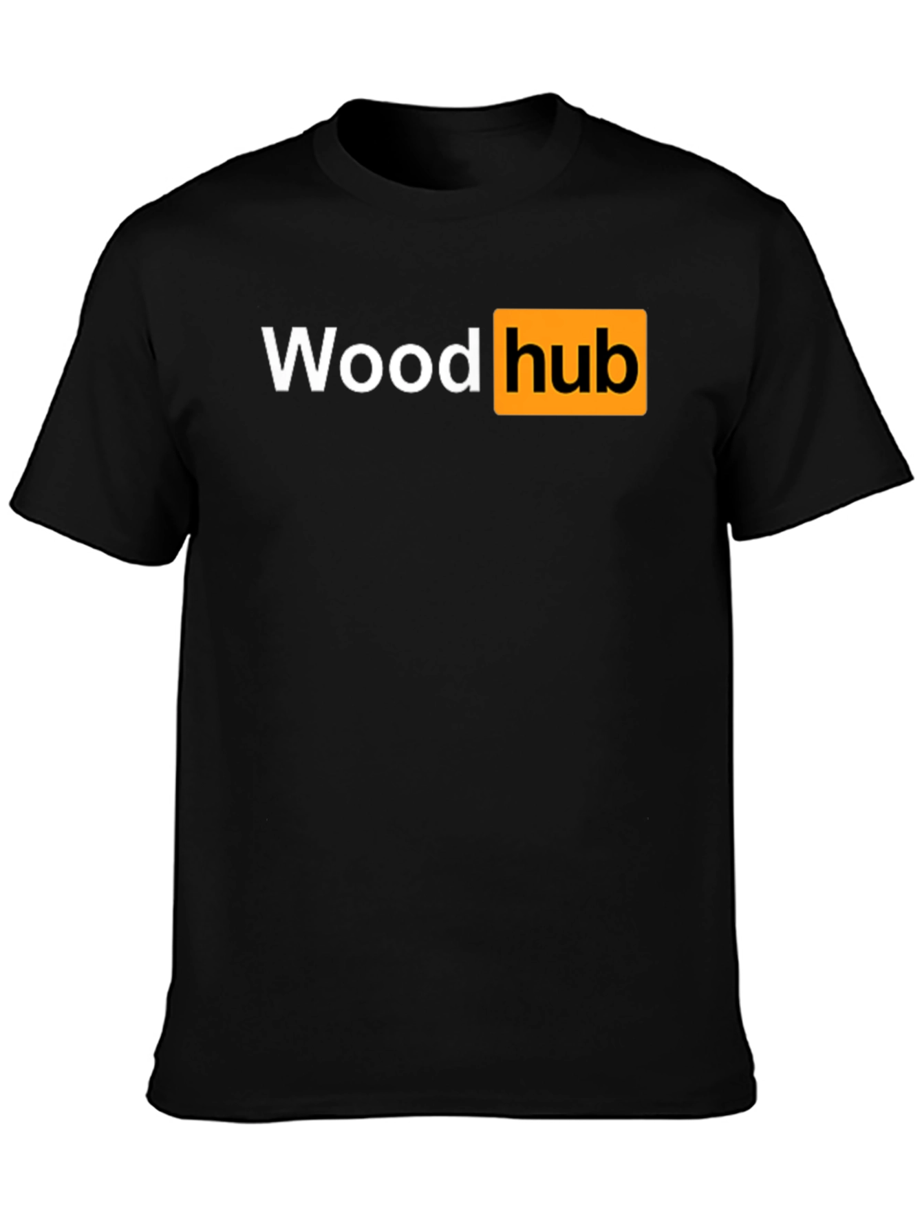 Black Wood Hub Black T-Shirt - Funny Design view 3