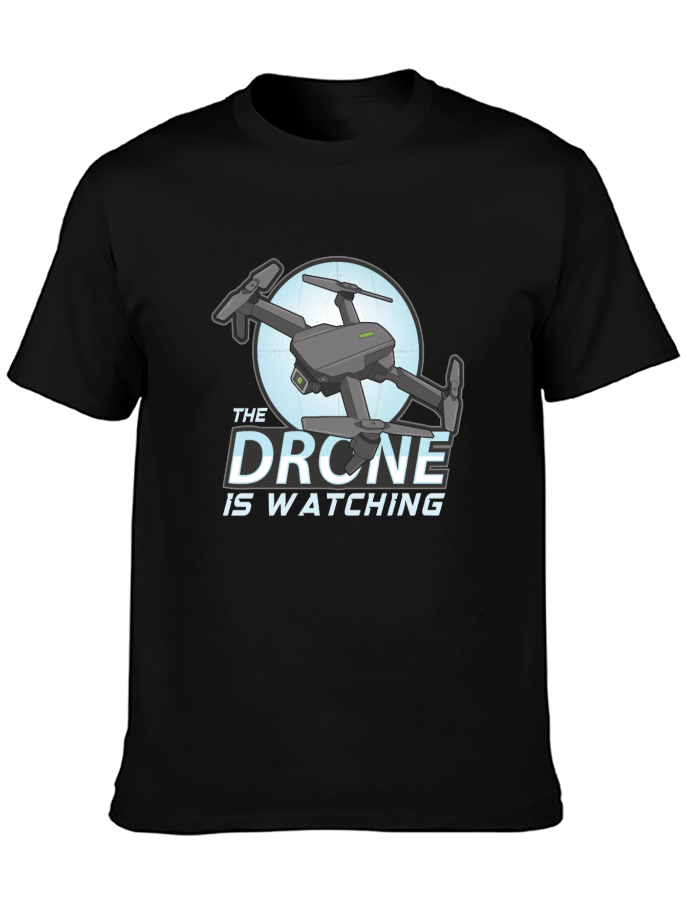 Black The Drone Is Watching Graphic T-Shirt view 3