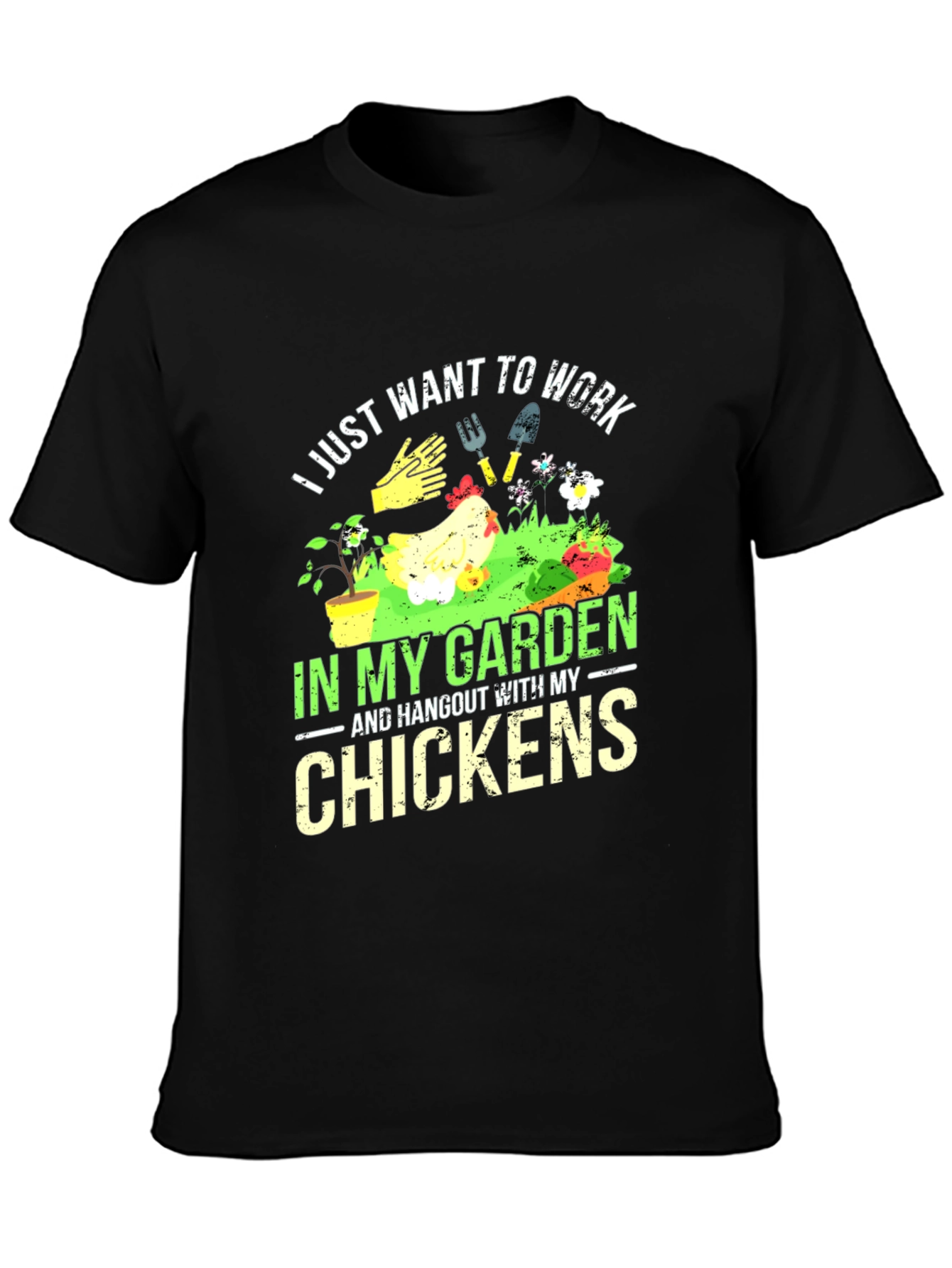 Black Gardening & Chicken Lover T-Shirt view 3