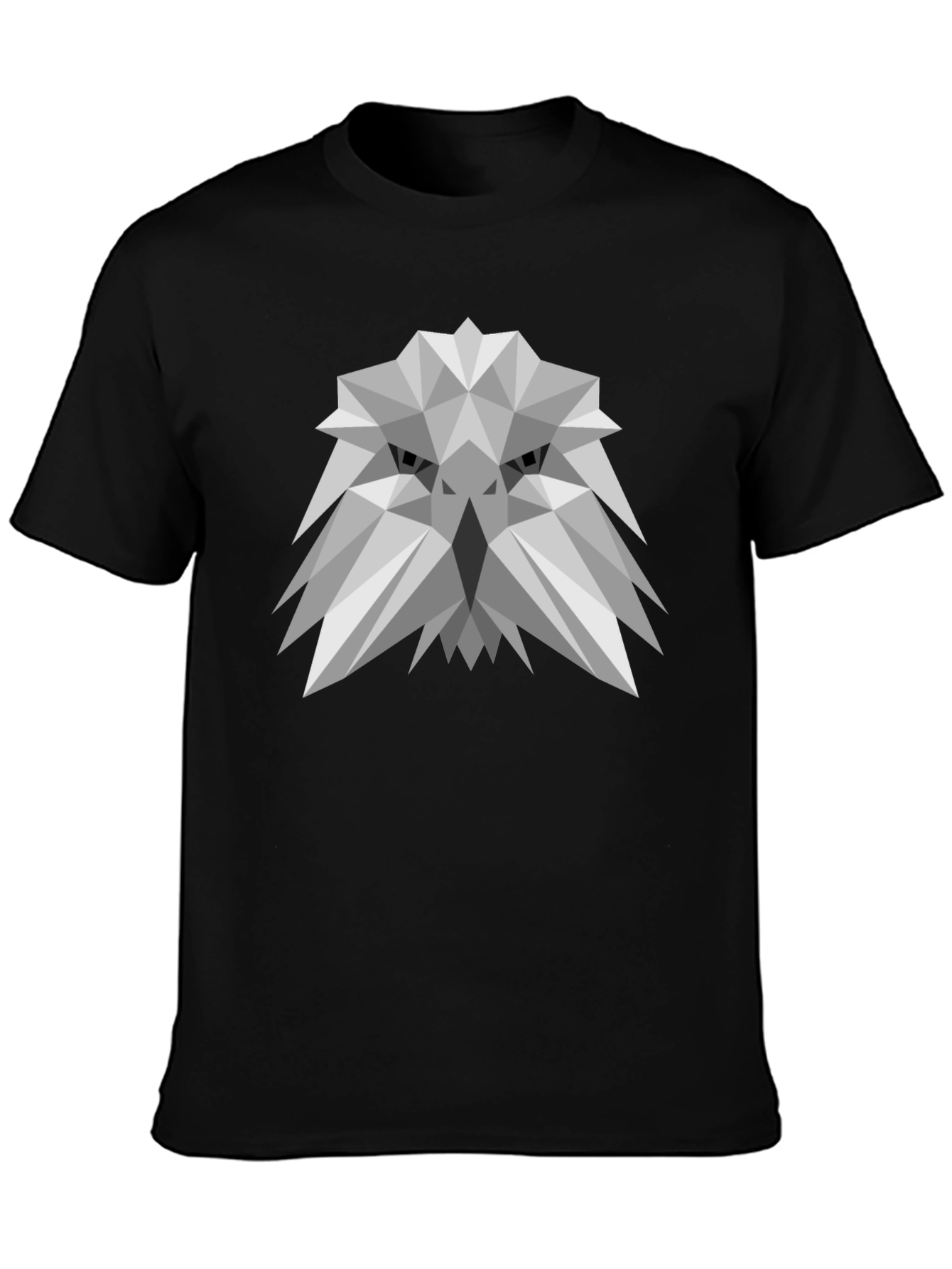 Black Geometric Eagle Graphic Tee - Modern Men's Black T-Shirt view 3