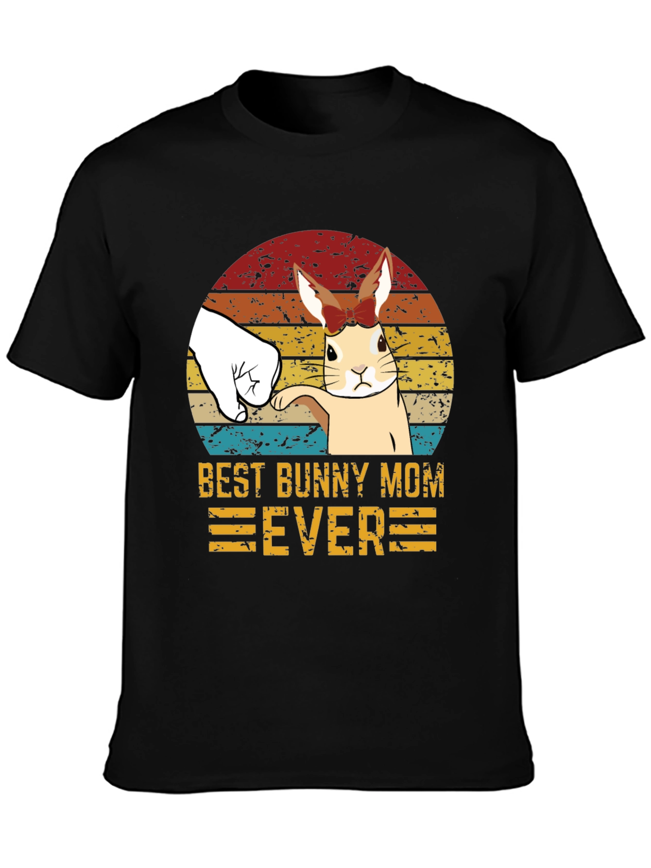 Black Best Bunny Mom Ever T-Shirt view 3