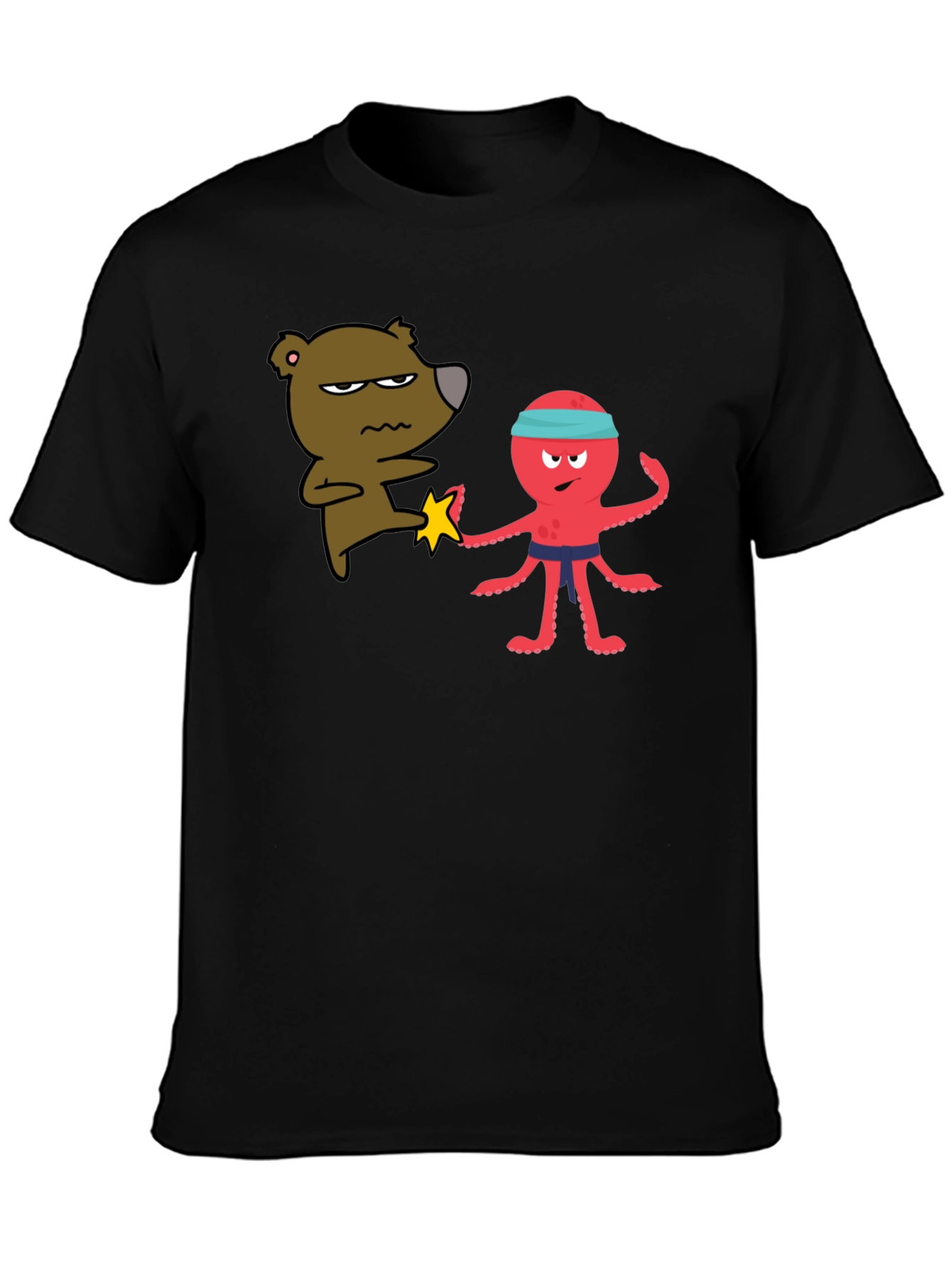 Black Bear vs Octopus T-Shirt - Martial Arts Funny Tee view 3