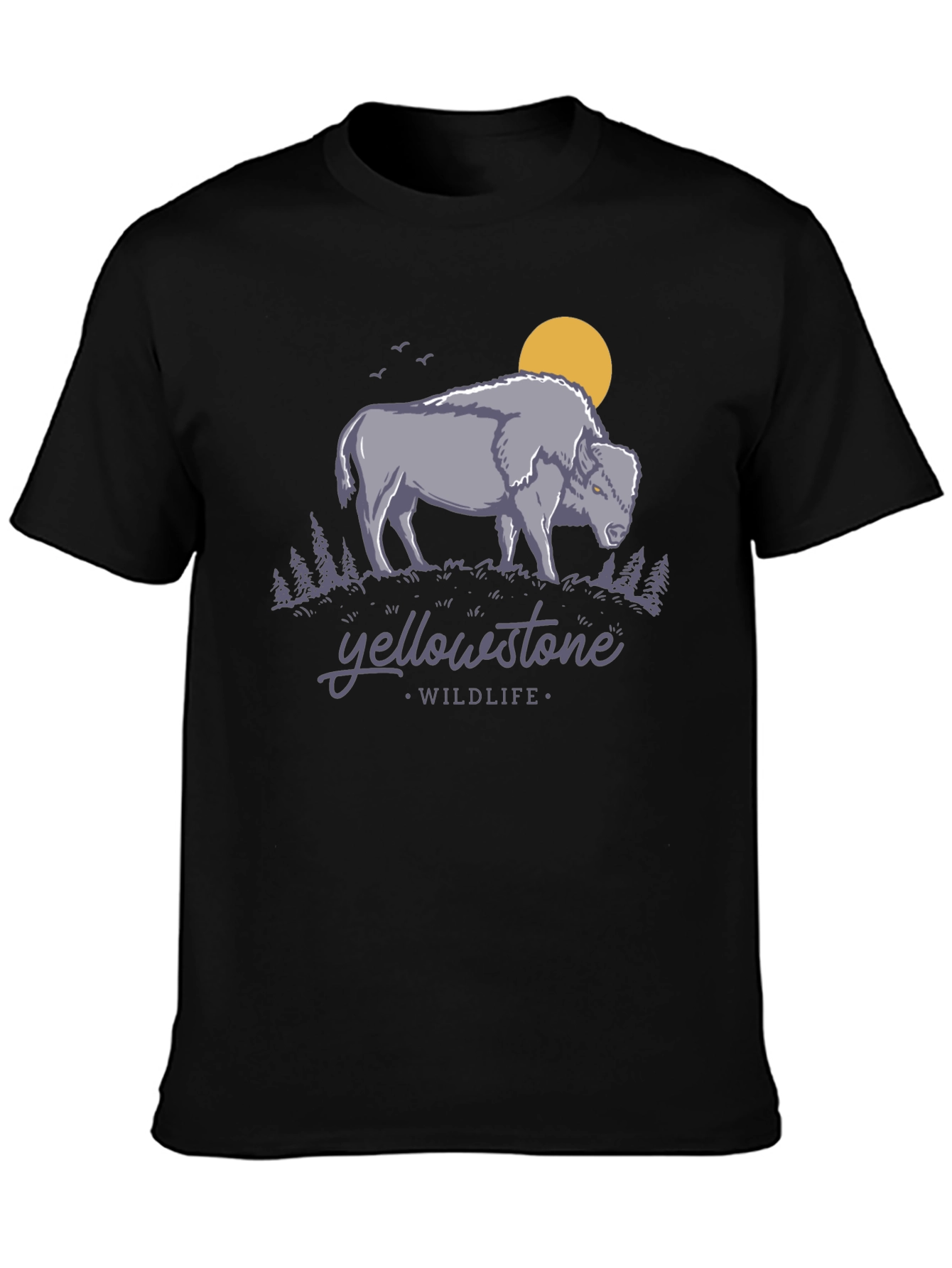 Black Yellowstone Wildlife Graphic Tee - Bison Design view 3