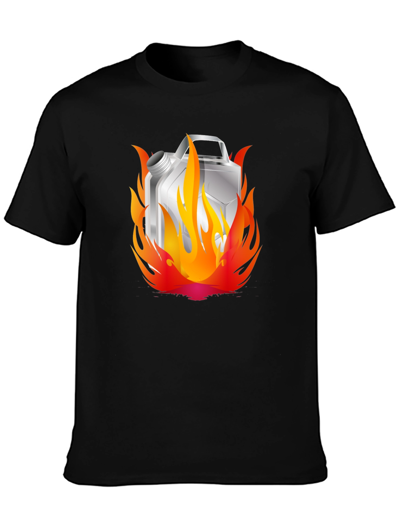 Black Burning Gas Can T-Shirt - Cool Graphic Tee view 3