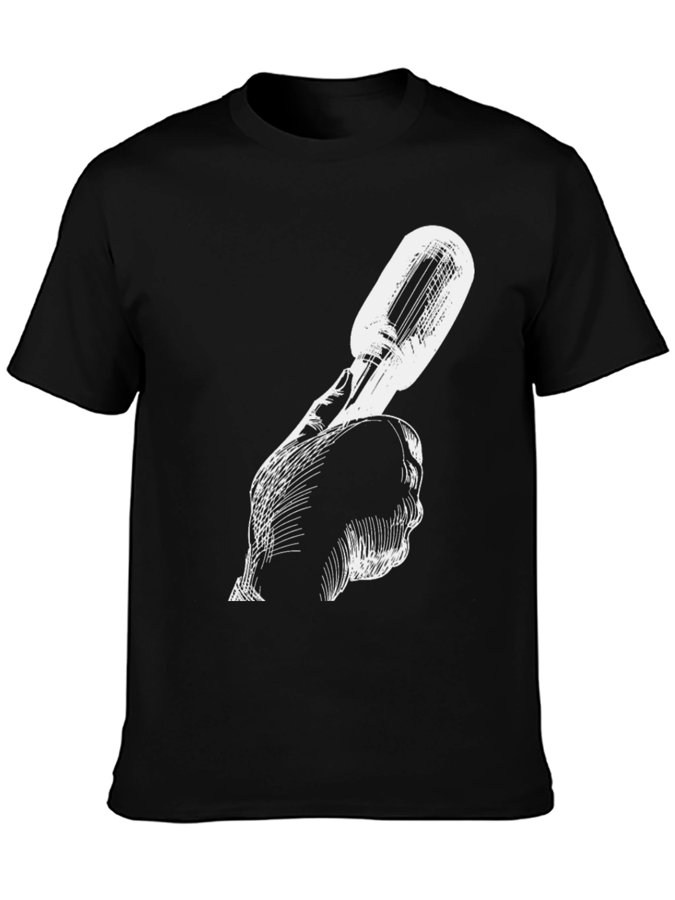 Black Unique Black Tee with Microphone Graphic view 3