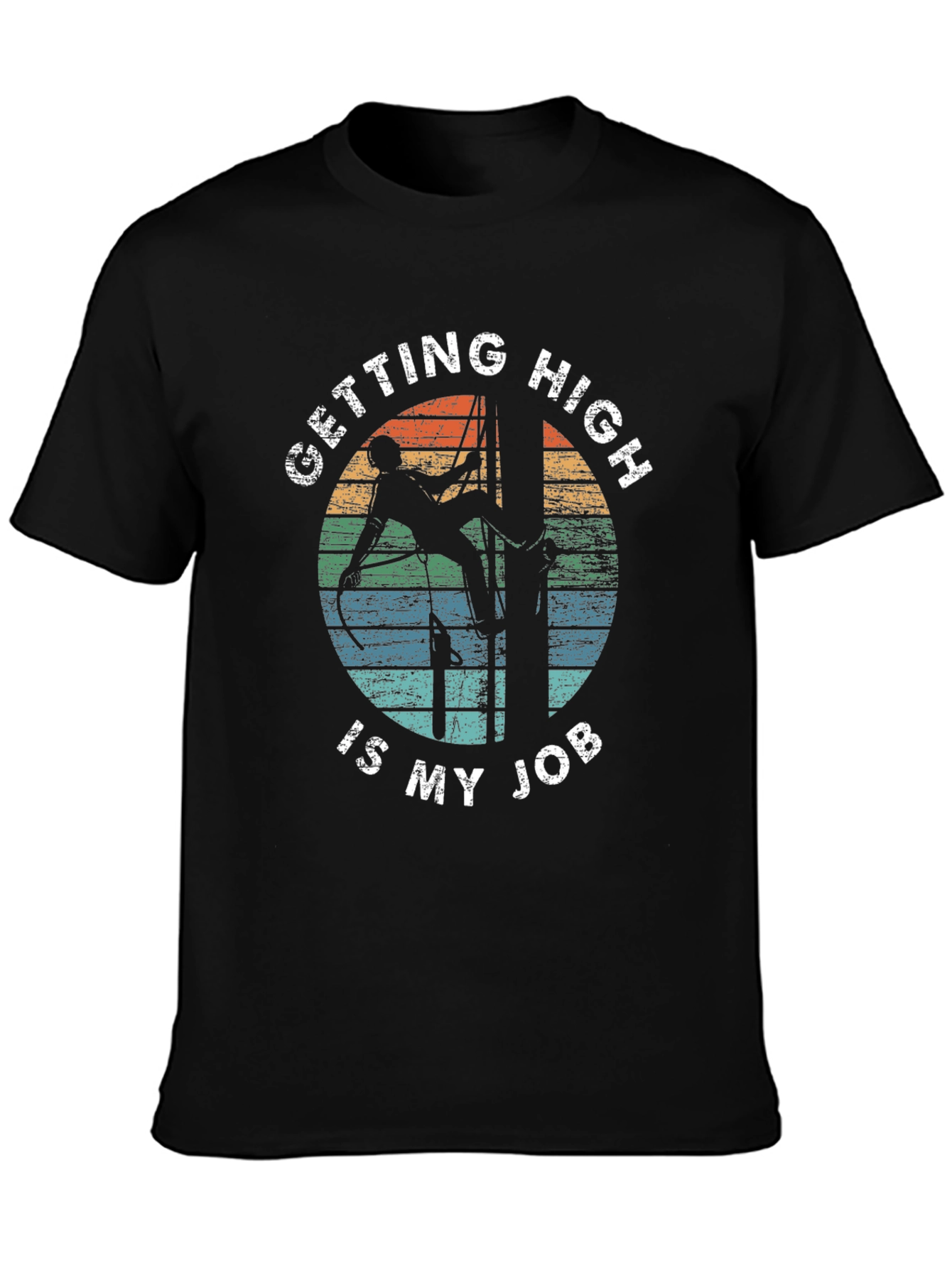 Black Getting High Is My Job Black T-Shirt view 3