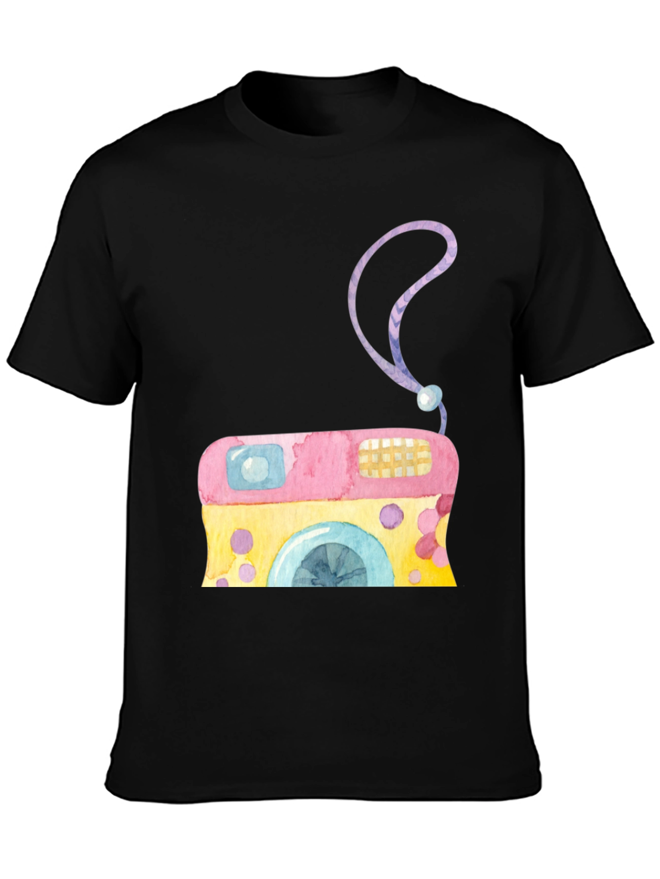 Black Watercolor Camera Graphic Tee view 3
