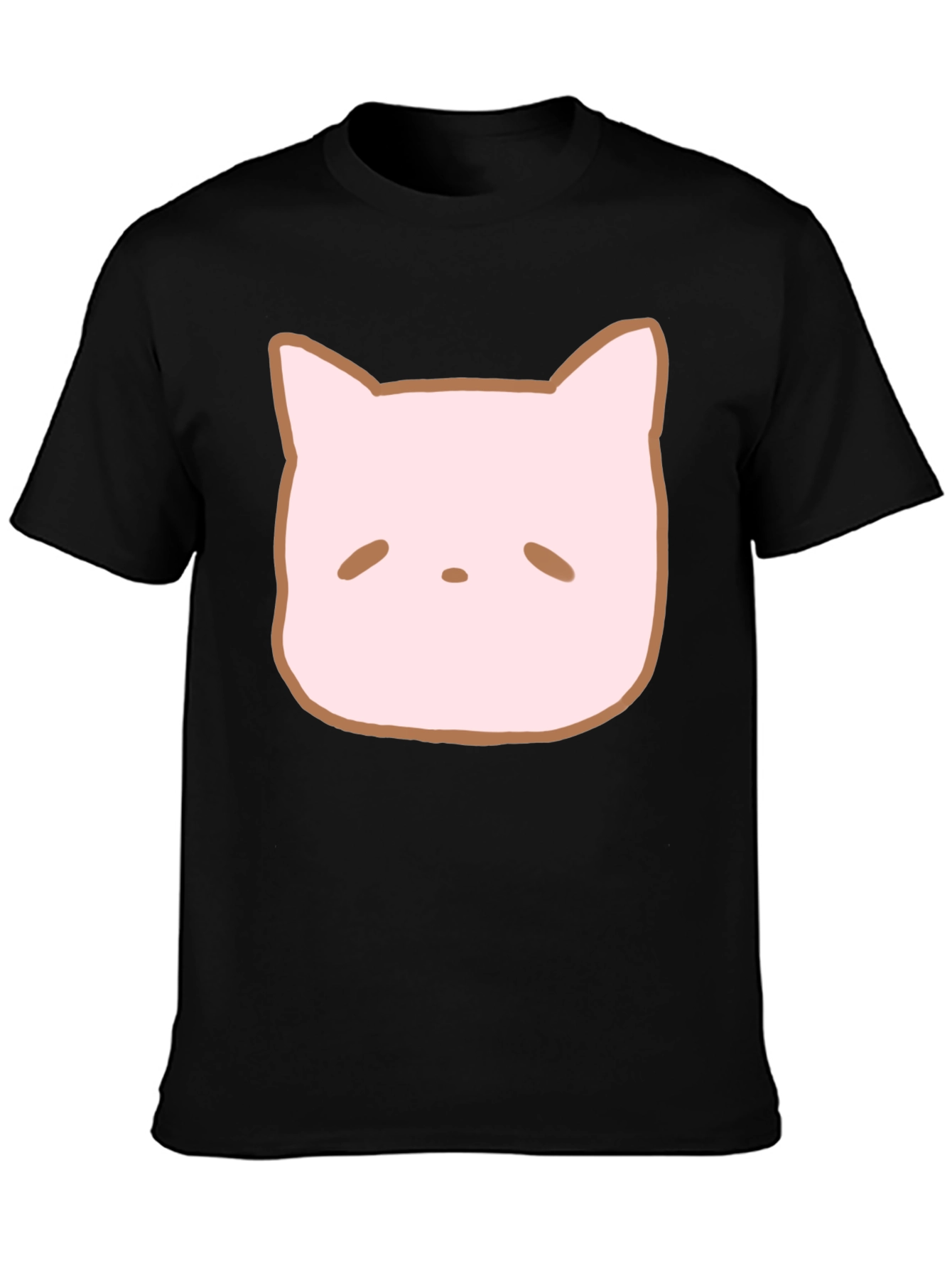Black Cute Cat Face Graphic Tee - Casual Style view 3