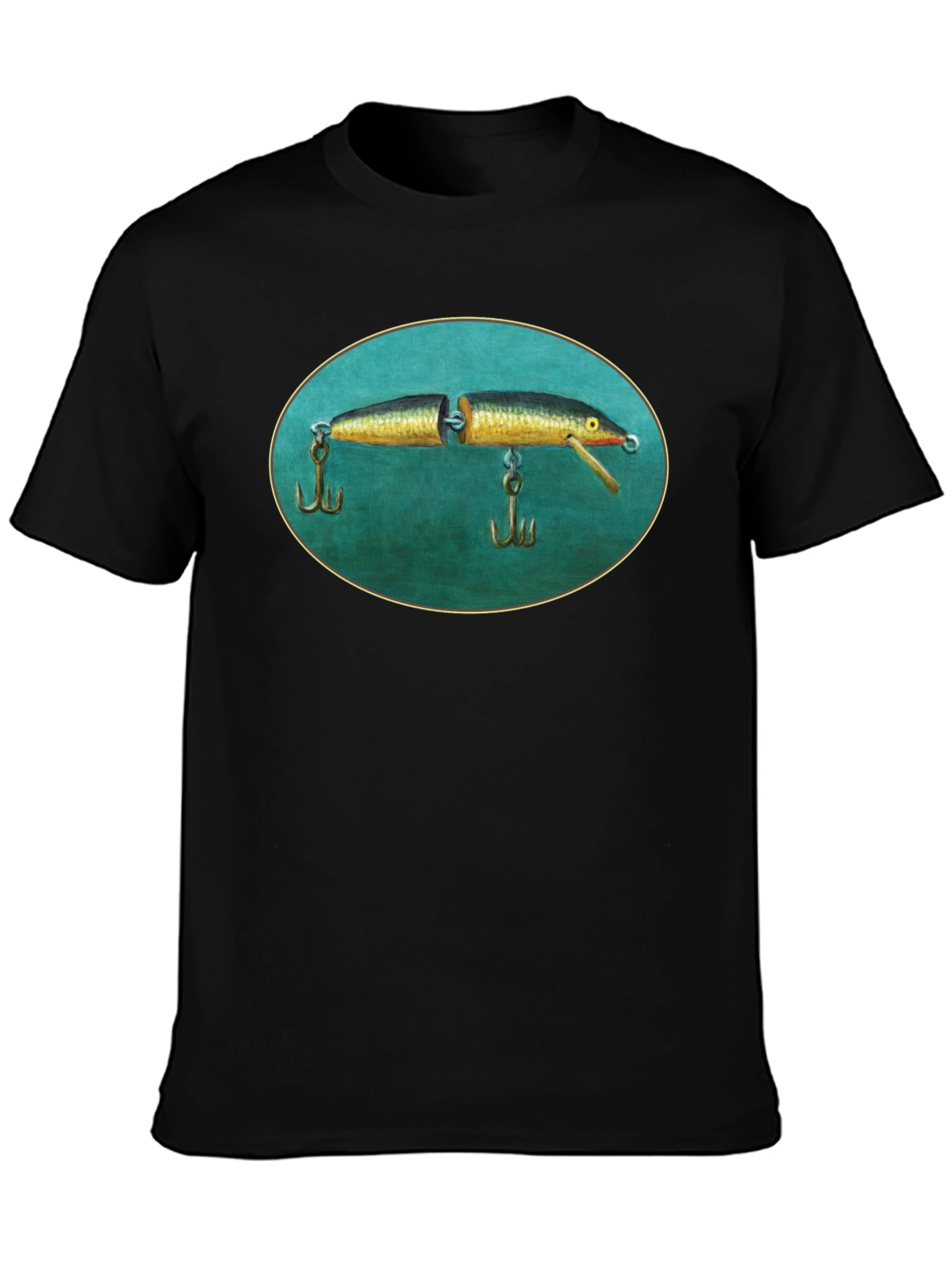 Black Vintage Fishing Lure Tee - Unique Graphic T-Shirt view 3