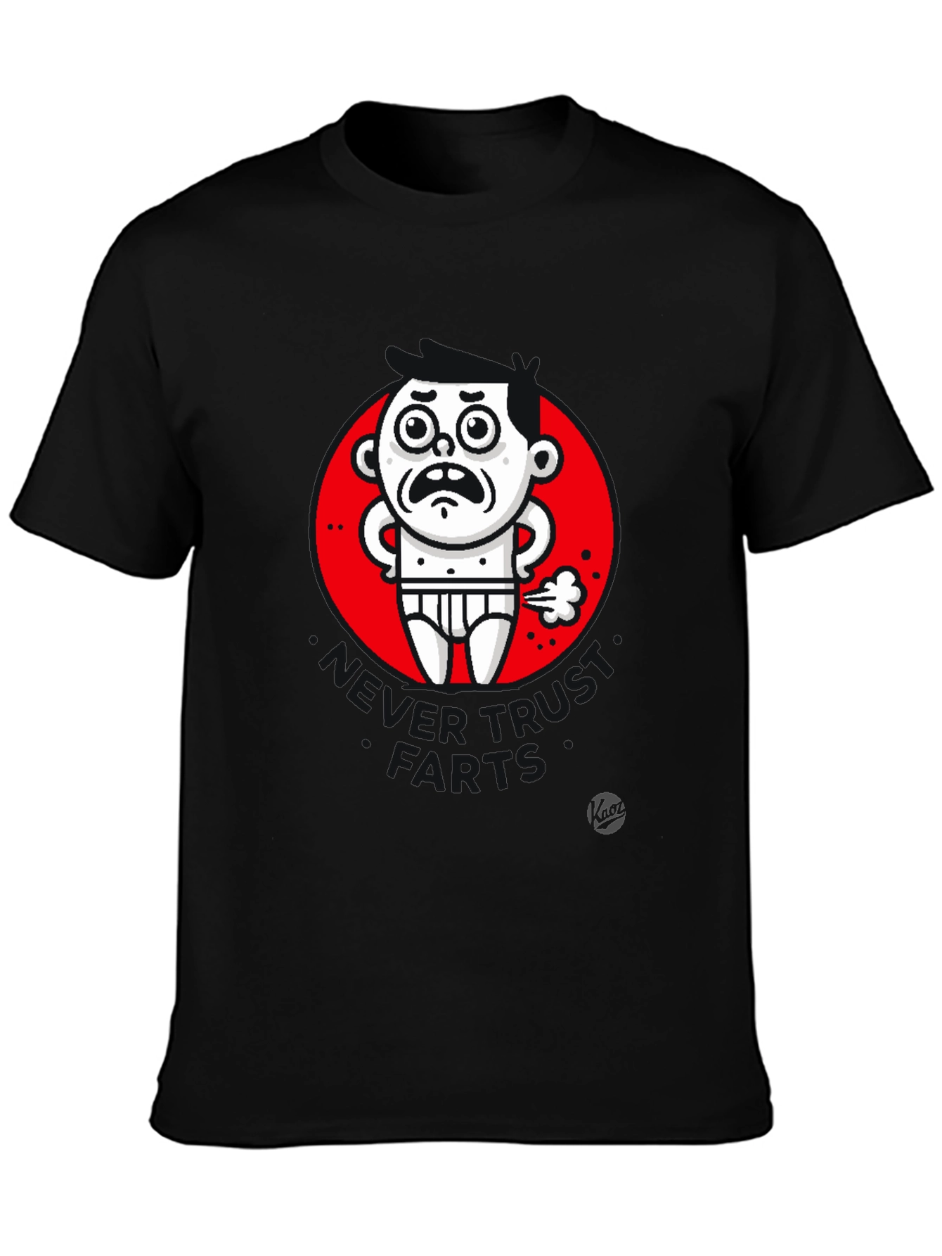 Black Funny Farting Man Graphic T-Shirt - Black view 3