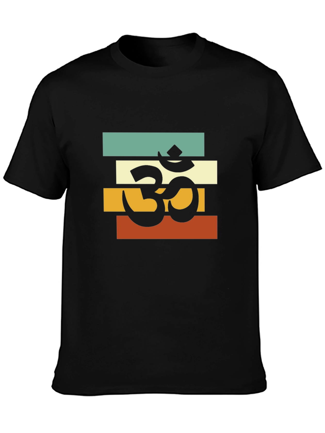 Black Om Retro Striped T-Shirt - Black view 3