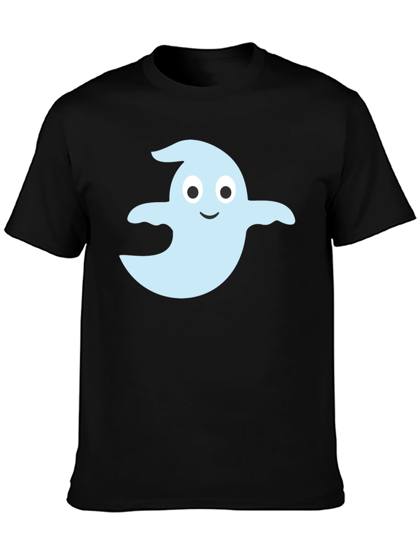 Black Cute Ghost Graphic Tee - Black Cotton Blend view 3