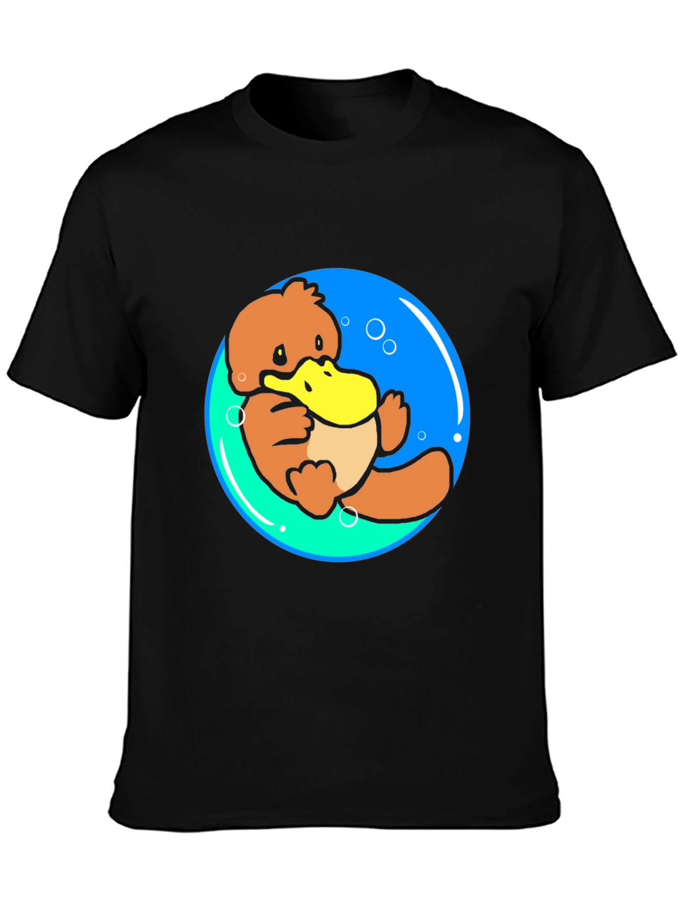 Black Psyduck T-Shirt - Cartoon Graphic Tee view 3