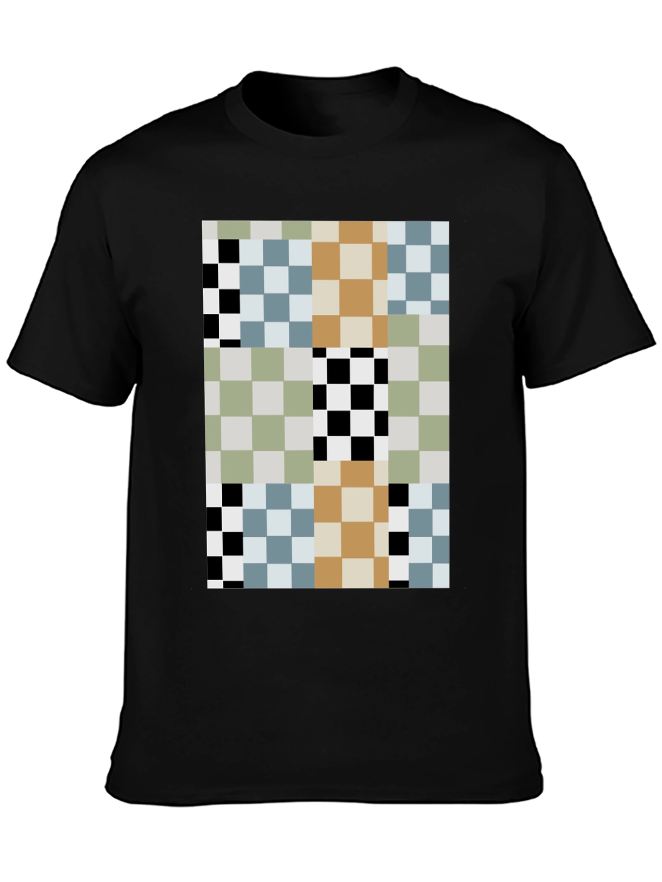 Black Pixelated Pattern T-Shirt - Modern Abstract Style view 3