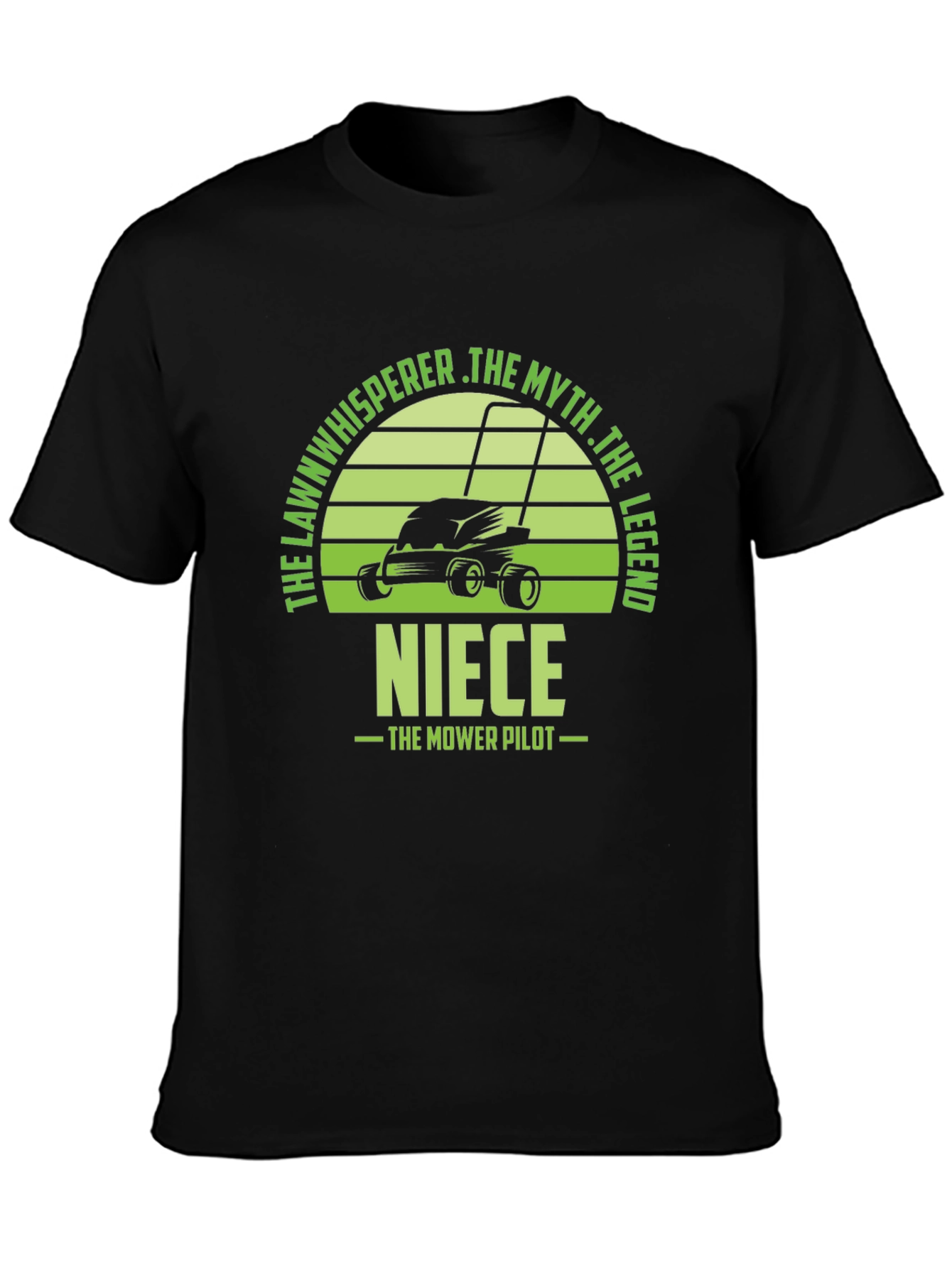 Black Niece the Lawn Mower Pilot T-Shirt view 3