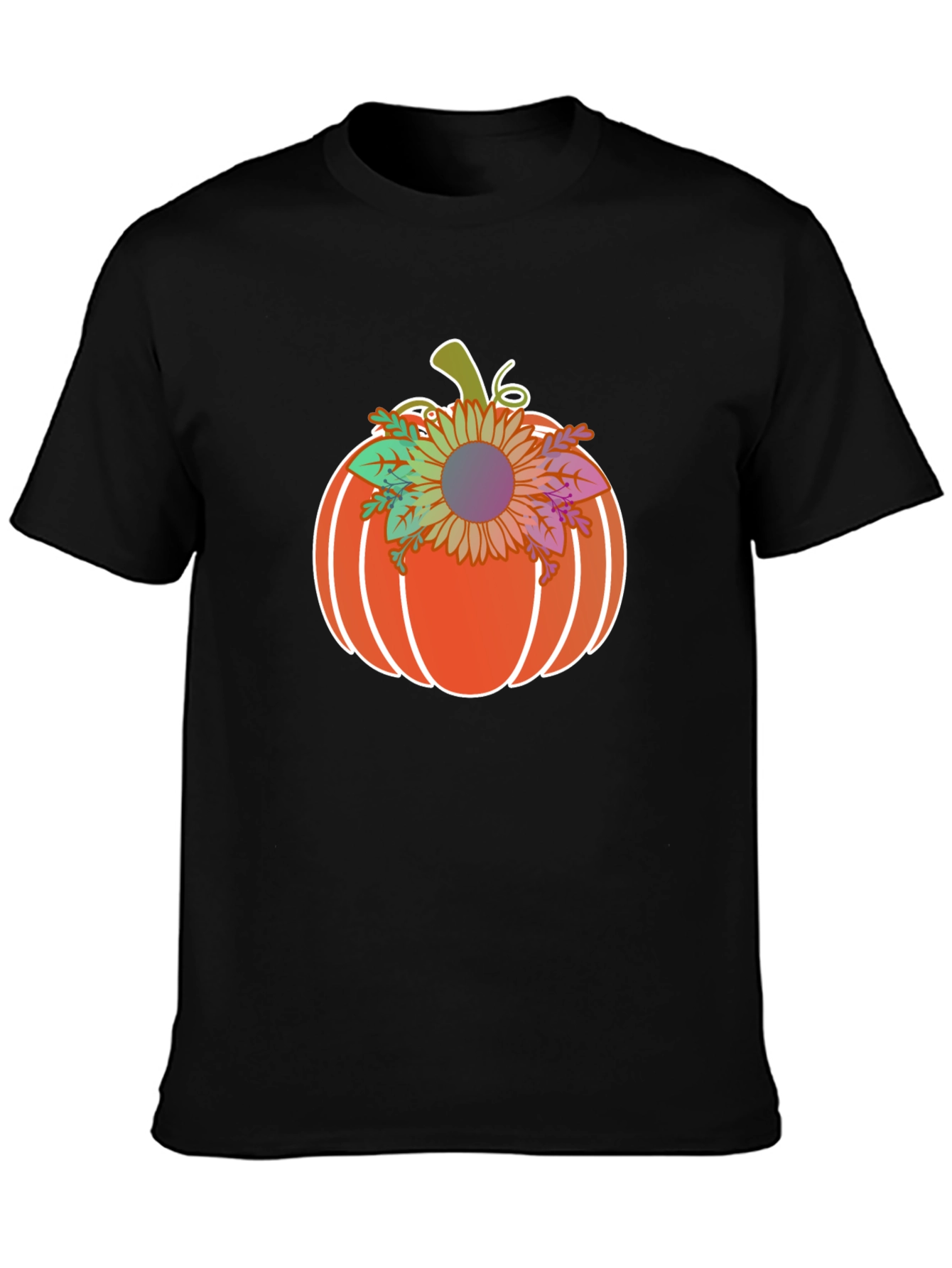 Black Pumpkin Sunflower Graphic T-Shirt view 3