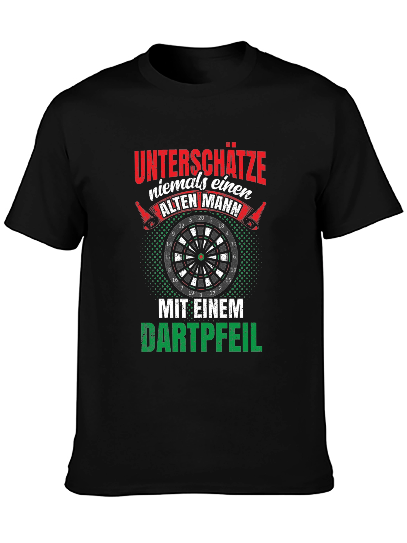 Black Funny Dart Player T-Shirt: Never Underestimate an Old Man view 3