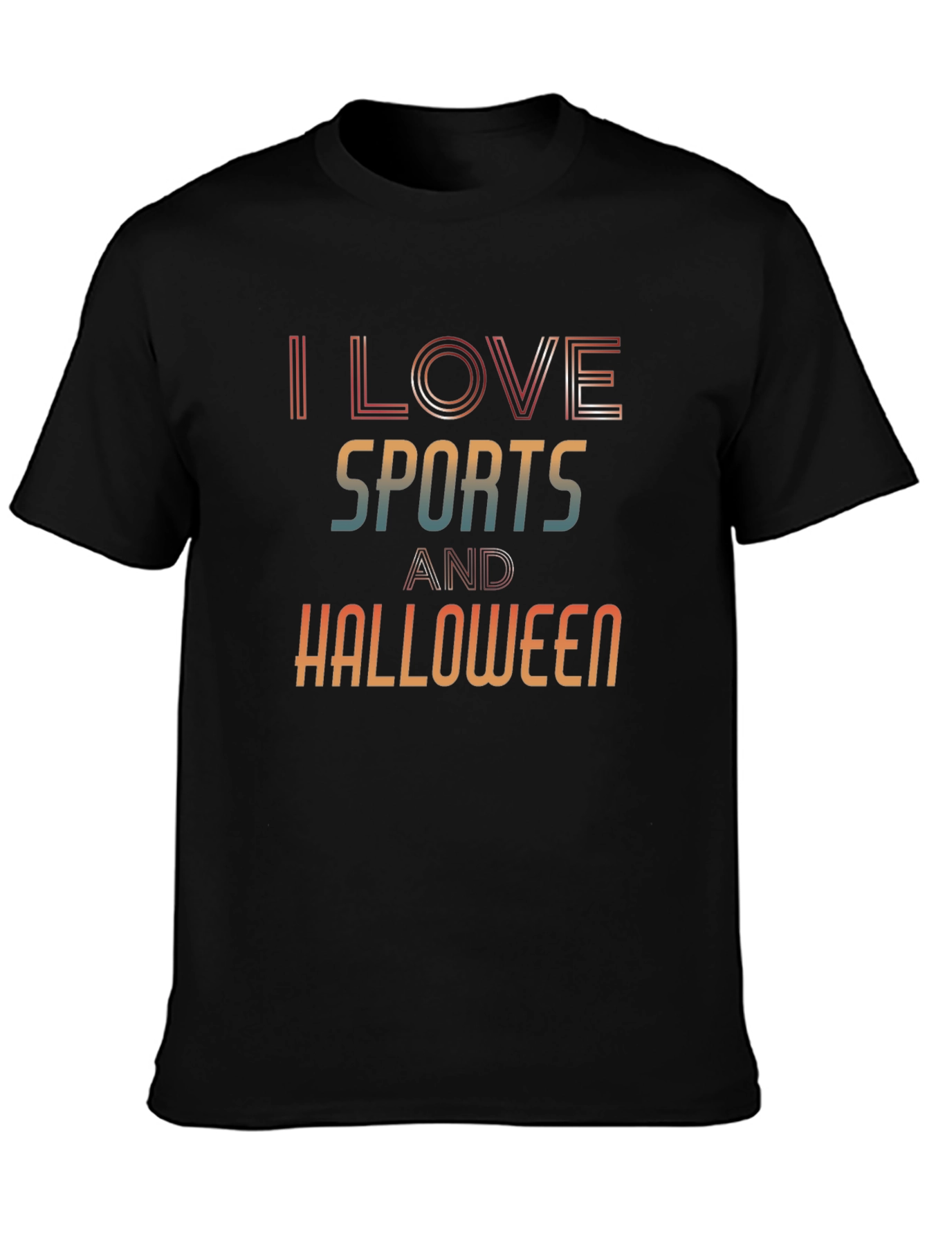 Black I Love Sports and Halloween Black Graphic Tee view 3