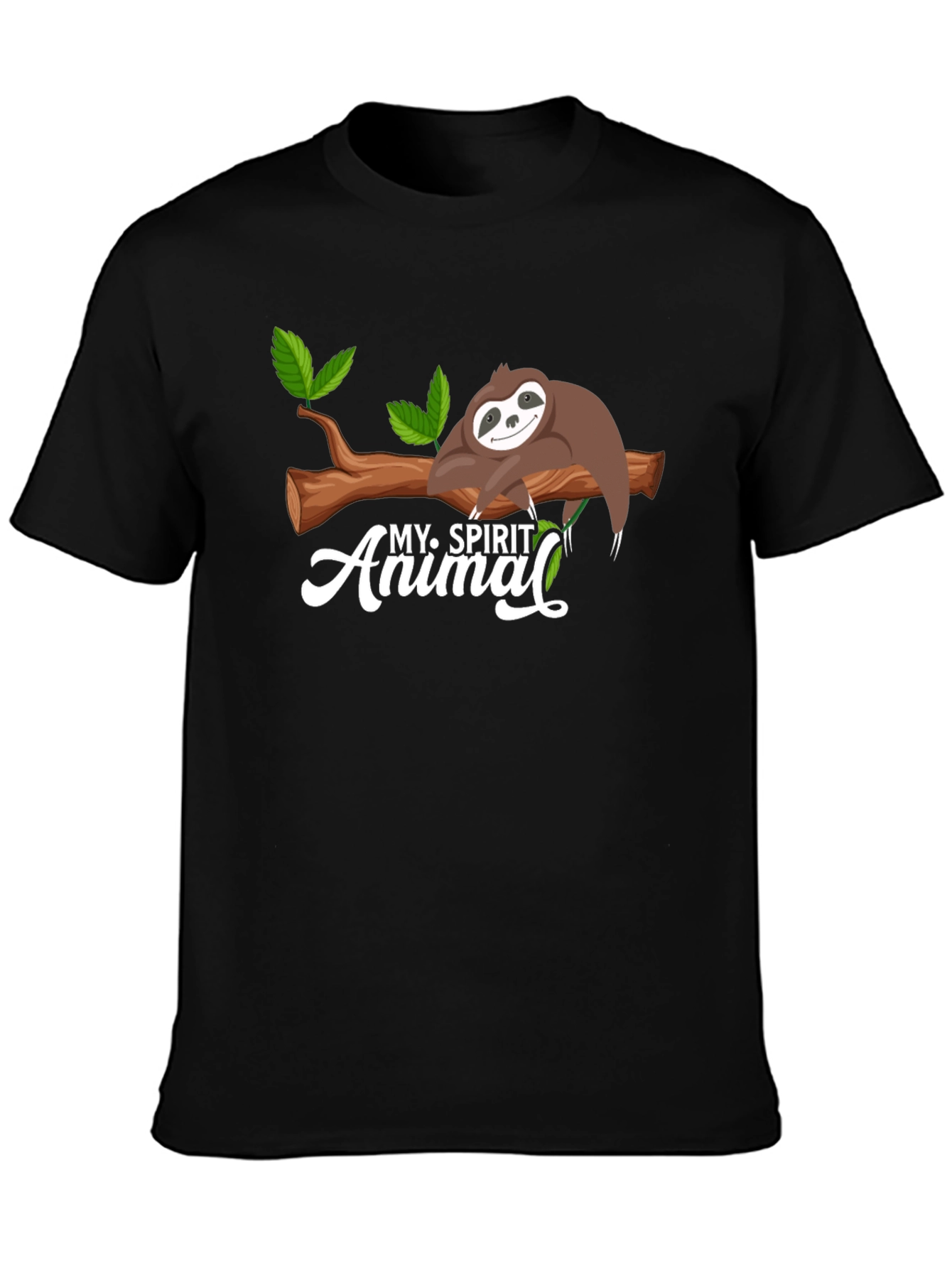 Black My Spirit Animal Sloth Graphic T-Shirt view 3