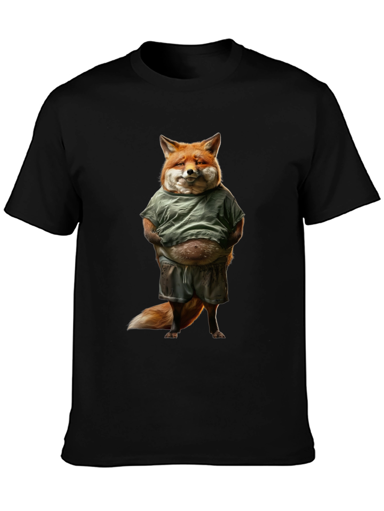 Black Funny Fox T-Shirt - Casual Animal Graphic Tee view 3