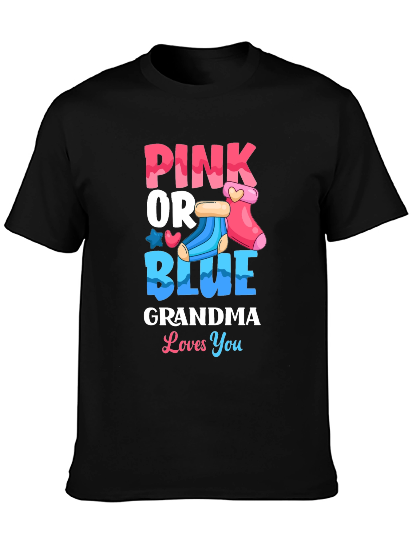 Black Pink or Blue Grandma Loves You Gender Reveal T-Shirt view 3
