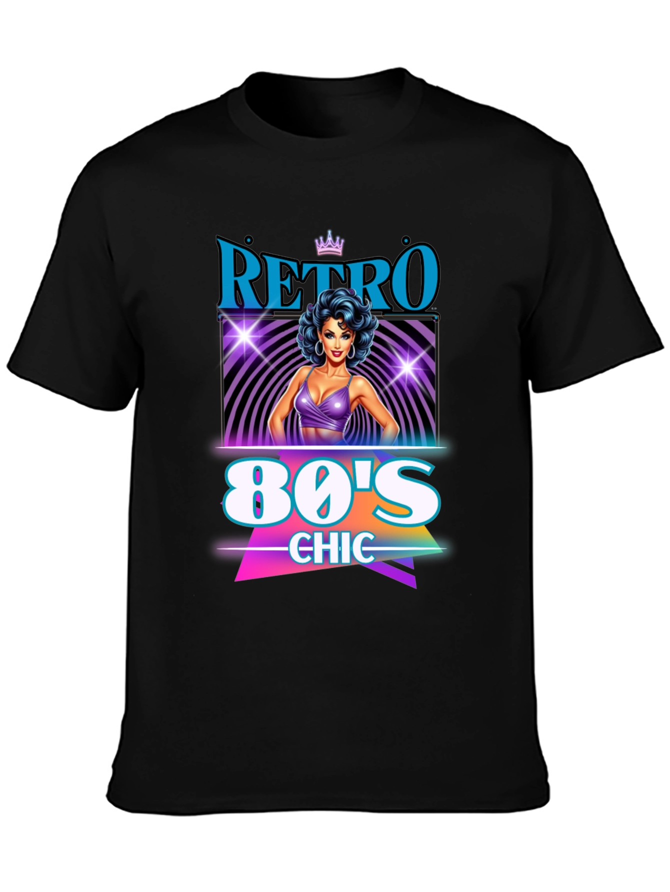 Black Retro 80's Chic Graphic Tee view 3