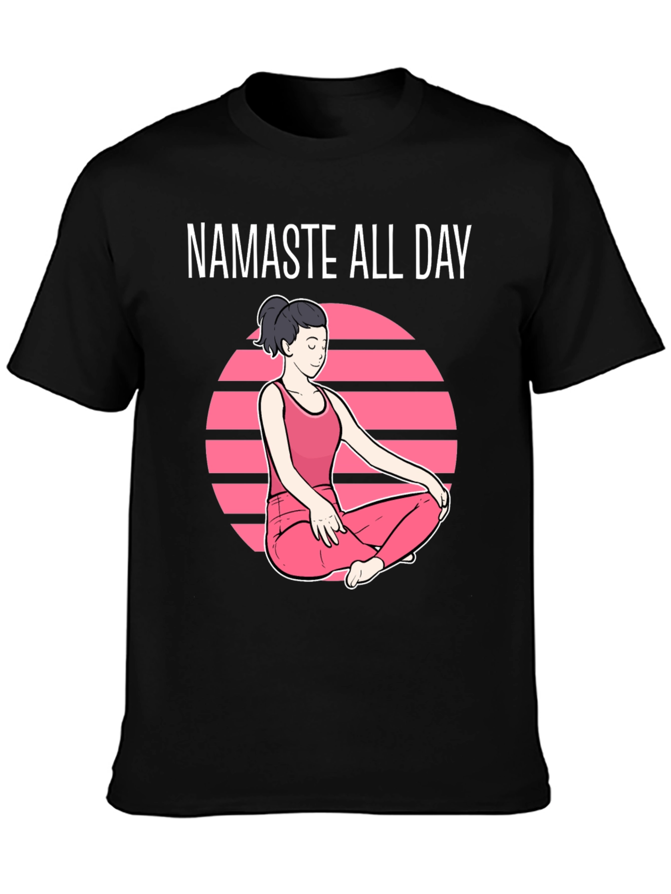 Black Namaste All Day Graphic T-Shirt - Yoga Design view 3