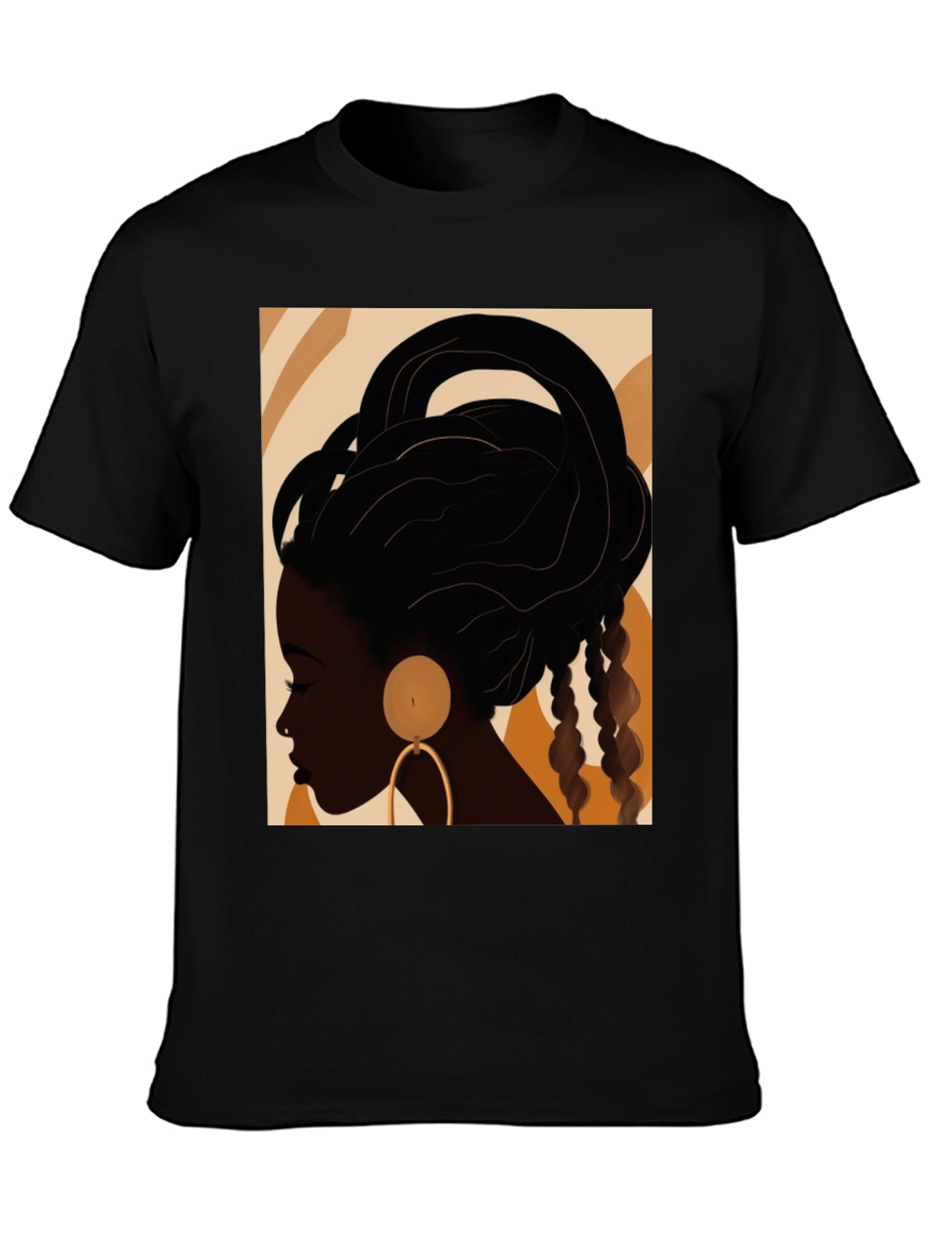 Black Stylish Afro Art Black T-Shirt view 3