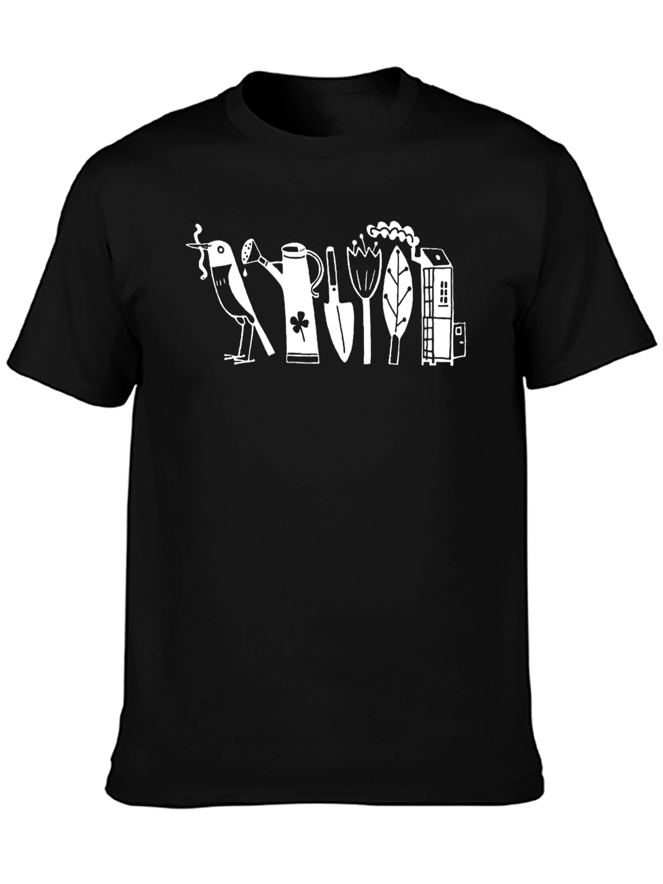 Black Whimsical Gardening T-Shirt - Black view 3