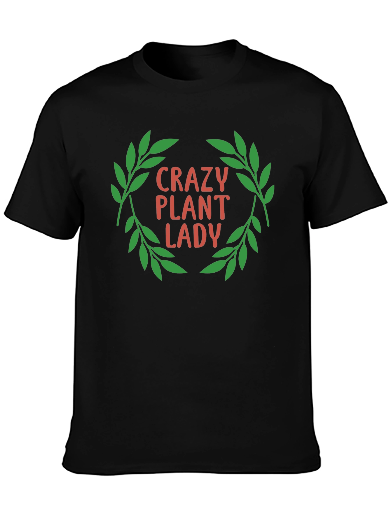 Black Crazy Plant Lady Graphic Tee - Black Cotton T-Shirt view 3